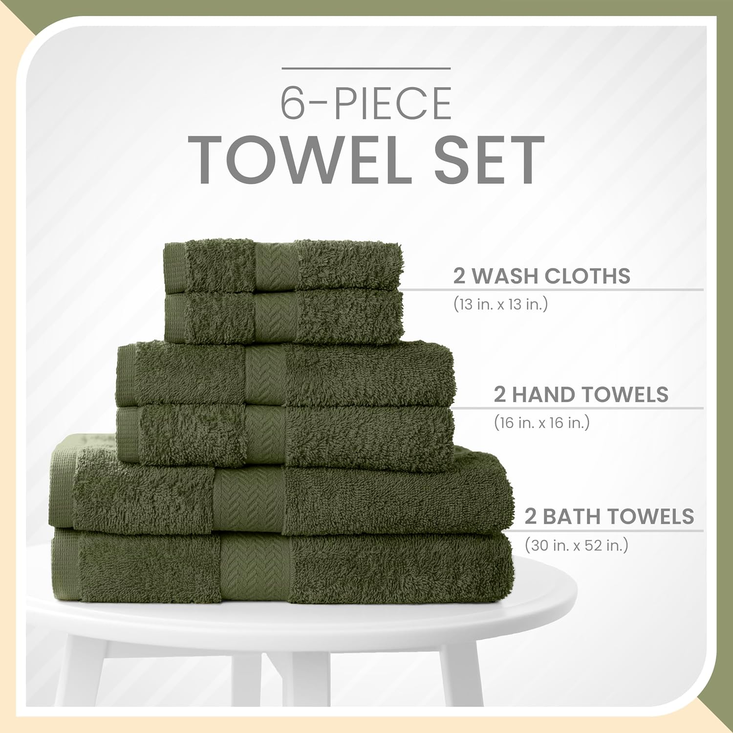 Martex 6-Piece Dark Green Cotton Towel Set