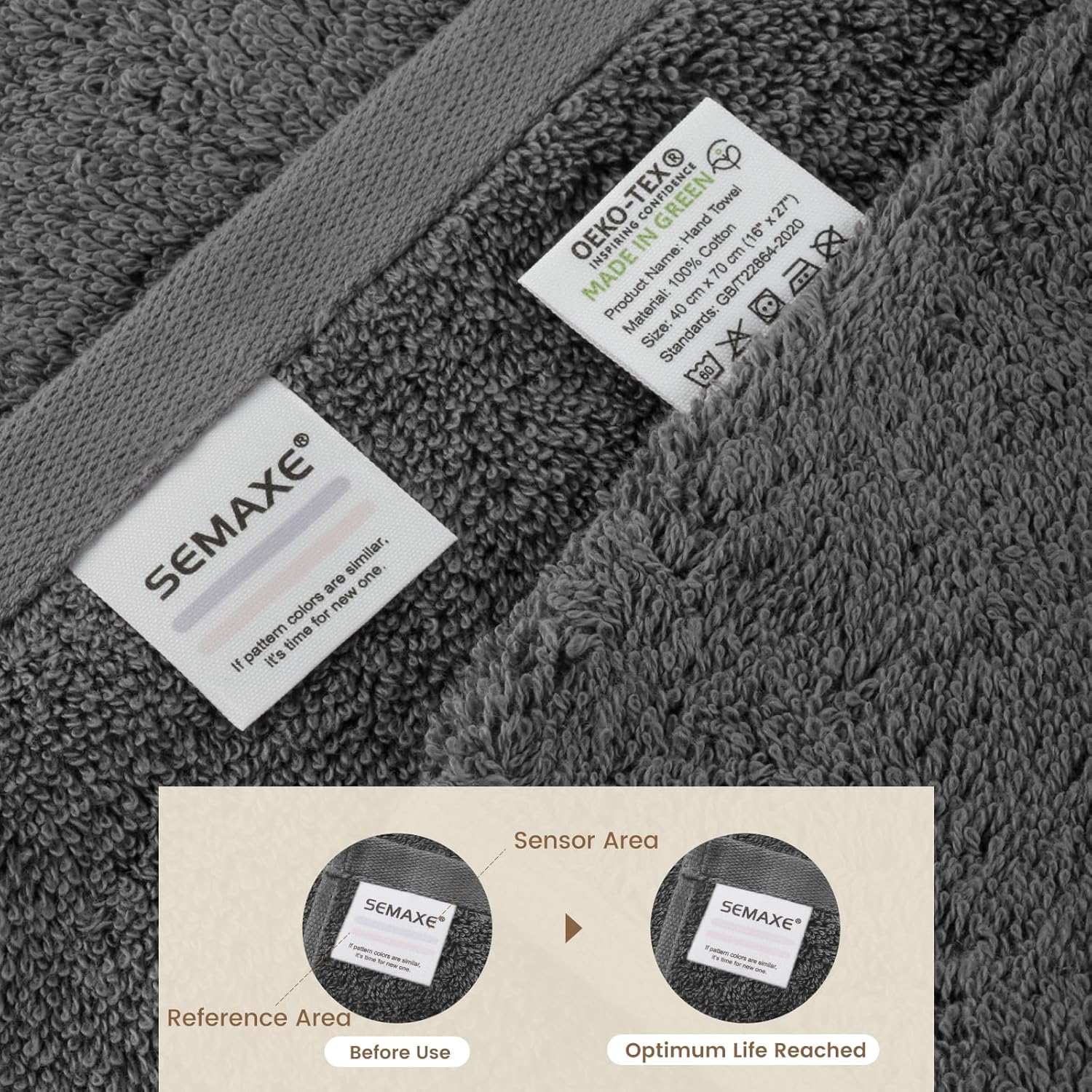 SEMAXE 4-Pack Luxury Bath Towels 55x27 Grey 1