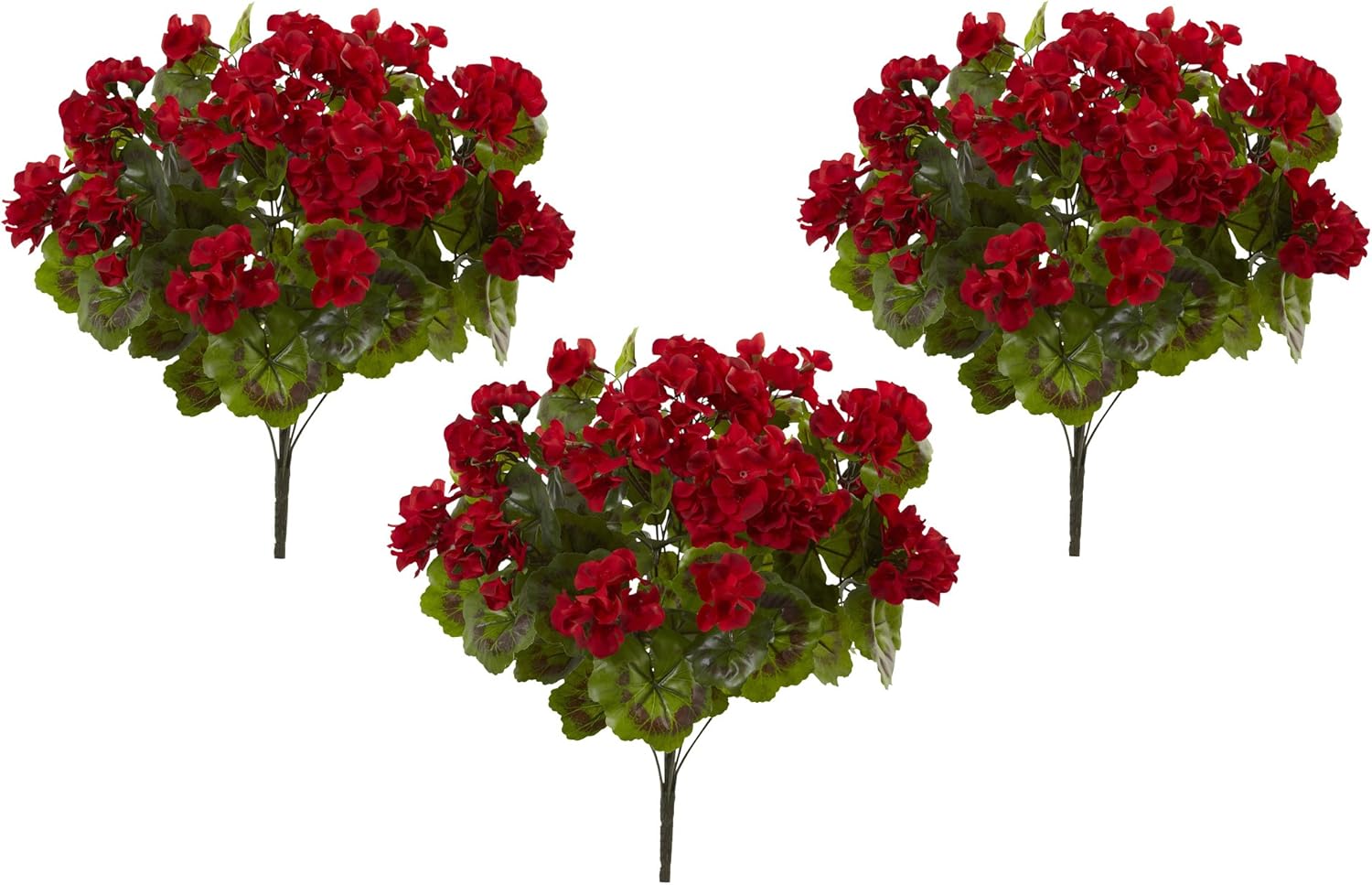 Nearly Natural Geranium Artificial Bush Set of 3