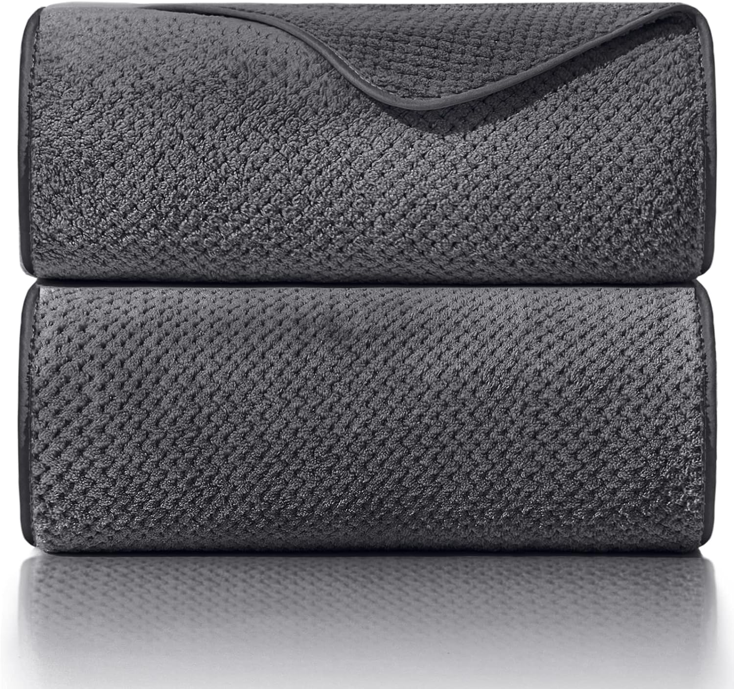 OLESTER Microfiber Grey Bath Towel Set 2 Pack 1