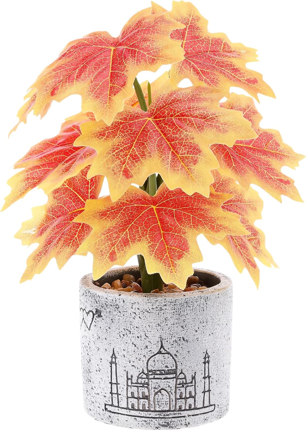 8 Inch Artificial Maple Leaves Potted Plant Decoration