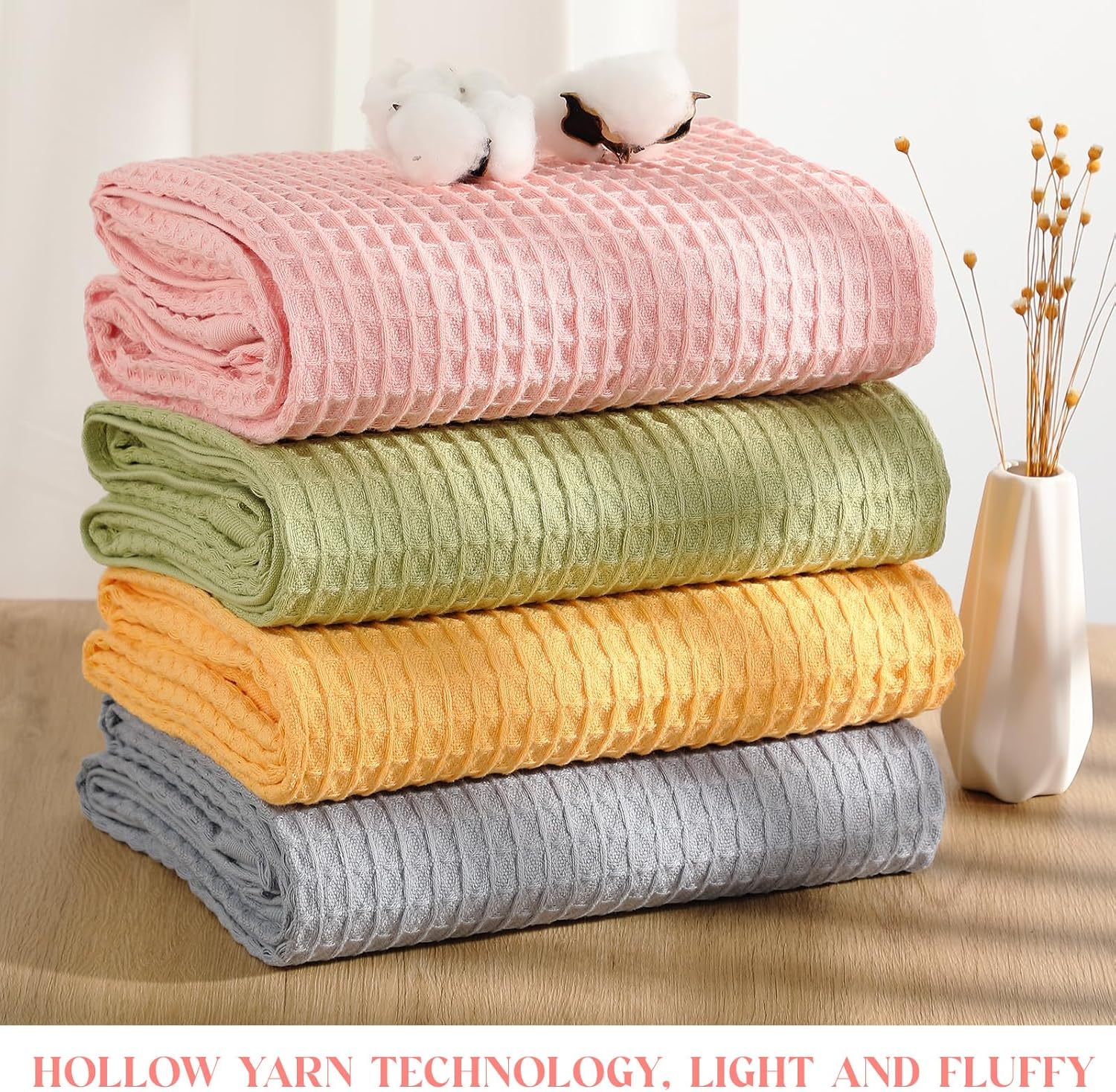 4 Pack Colorful Waffle Bath Towels 30x57 Inch