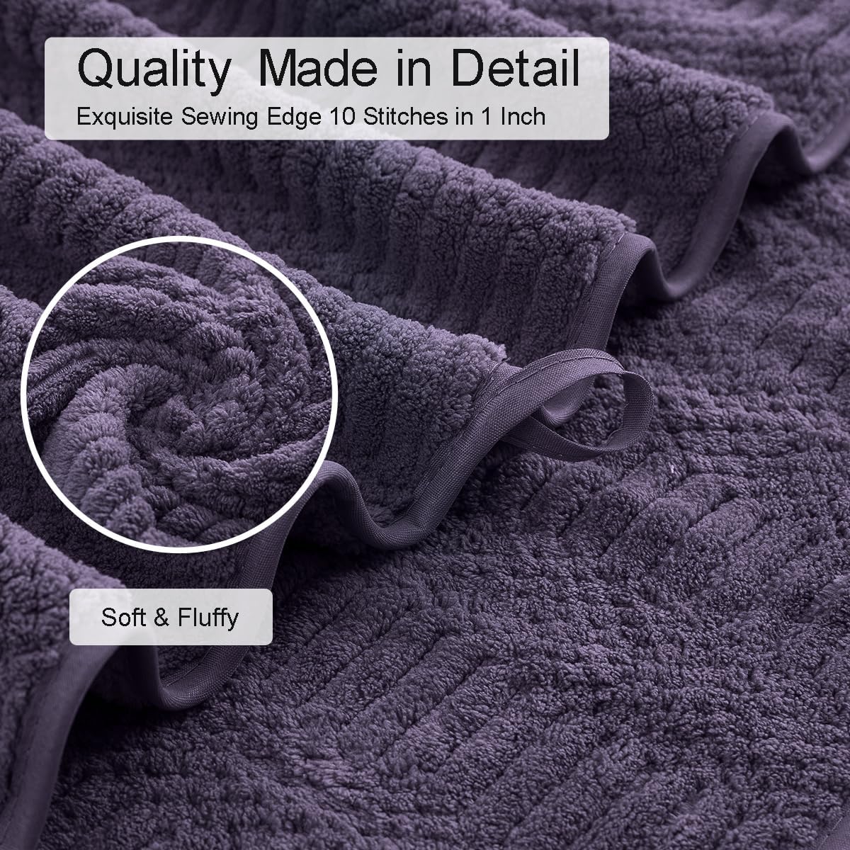Oliven 8 Piece Oversized Purple Bath Towel Set