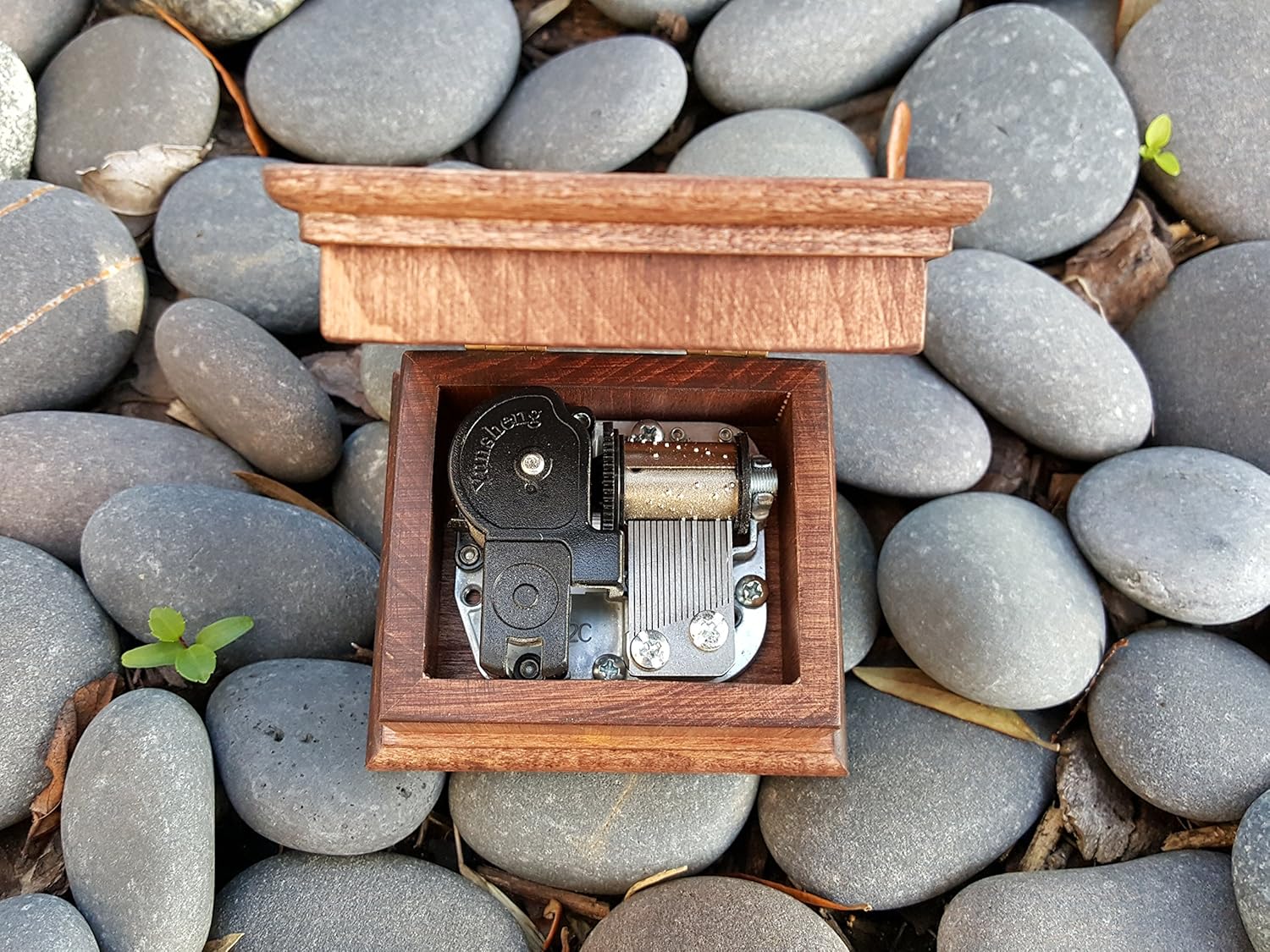 Custom Engraved Music Box with Stork and Baby
