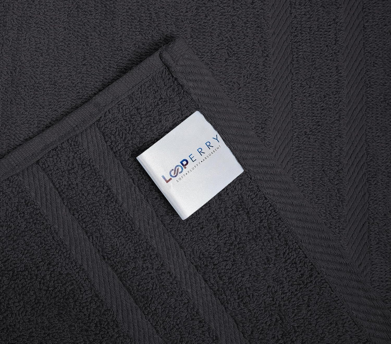 Looperry 6 Pack Small Black Bath Towels - 100 Cotton 23x46
