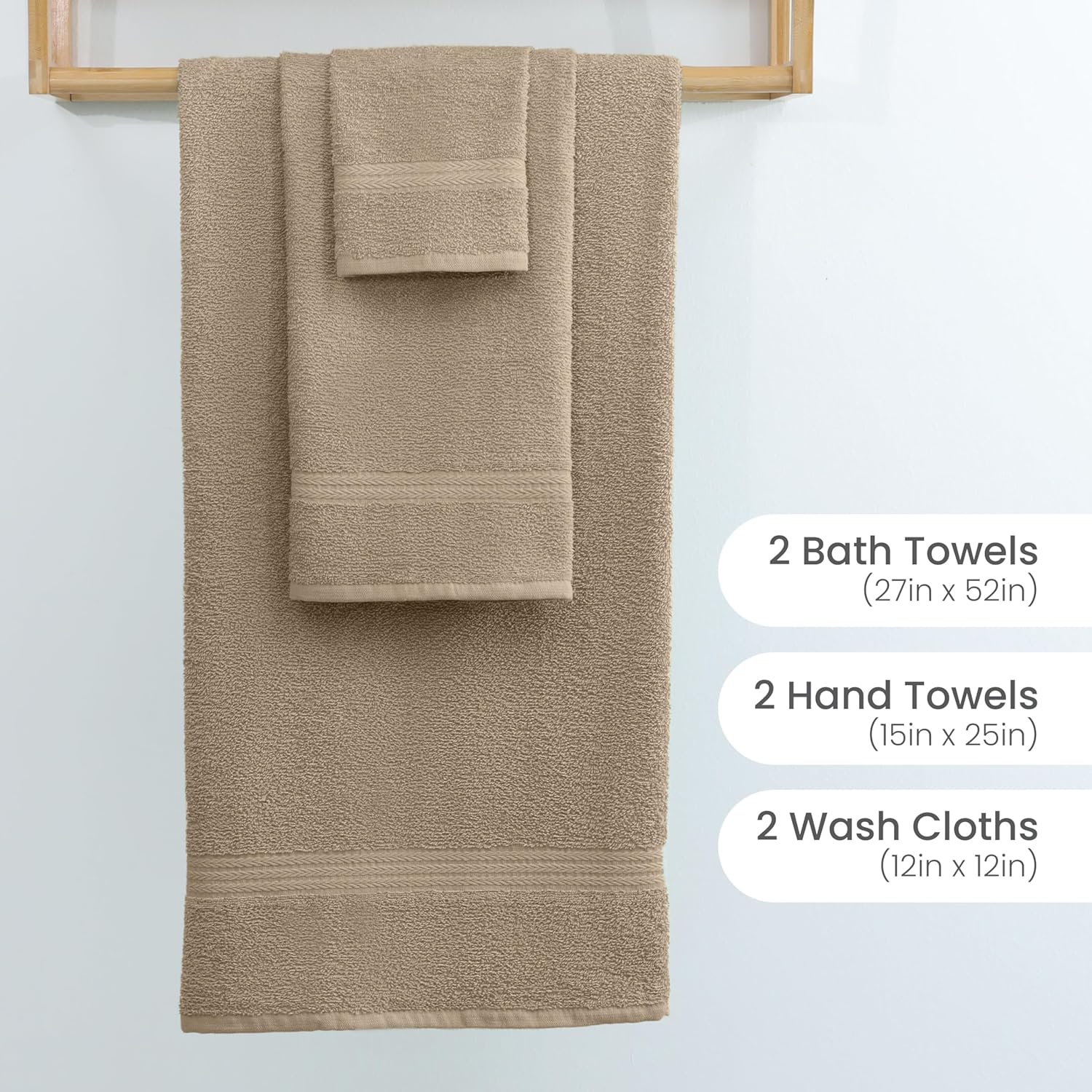 Martex Easy Living 6-Piece Bathroom Towel Set Soft Fluffy Quick-Dry Towels