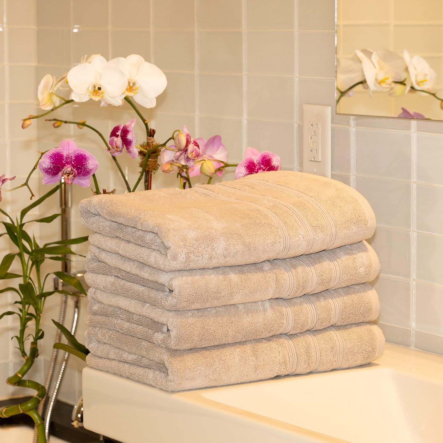 Mosobam Luxury Turkish 4-Piece Bath Towel Set 1