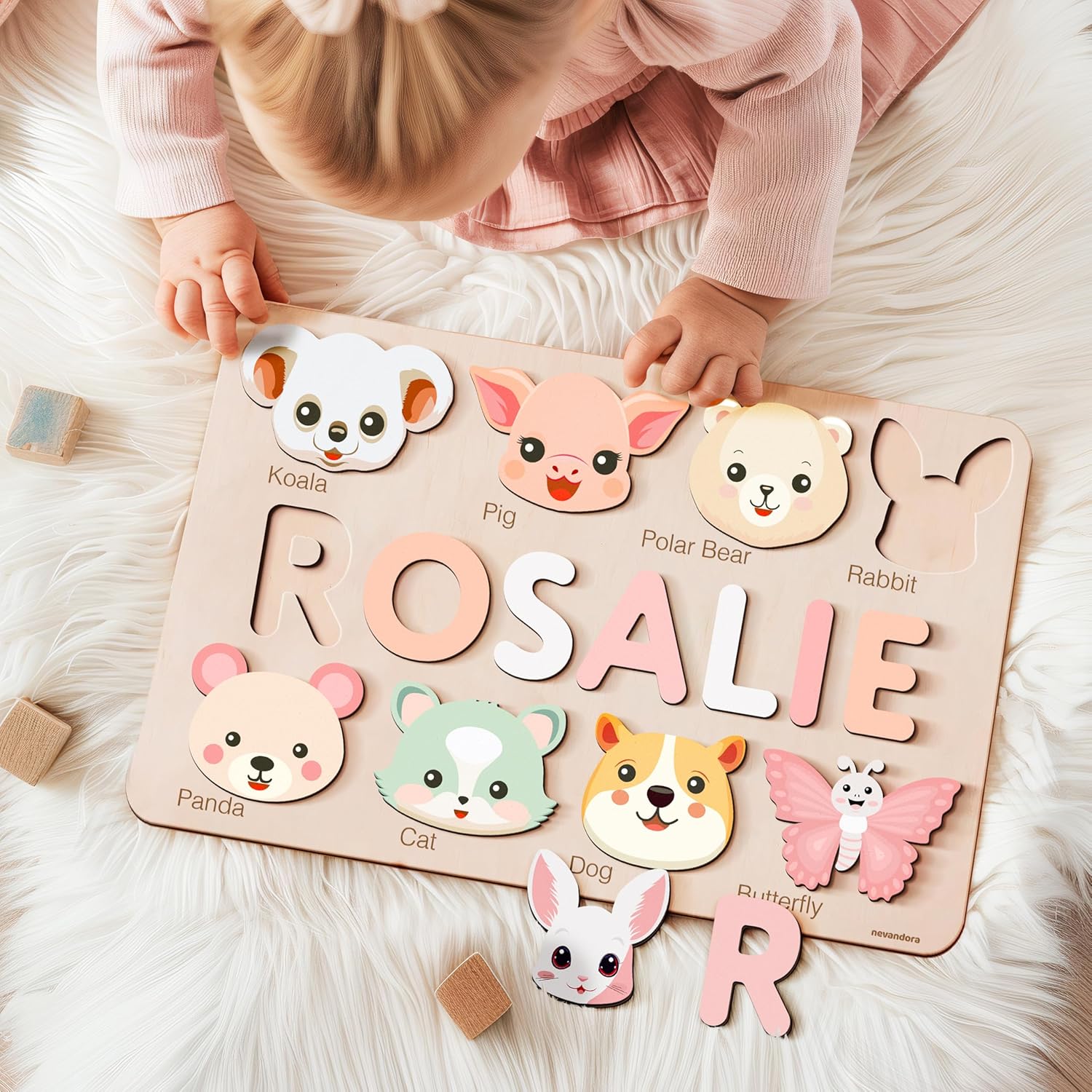 Personalized Wooden Name Puzzle for Baby Handmade and Safe