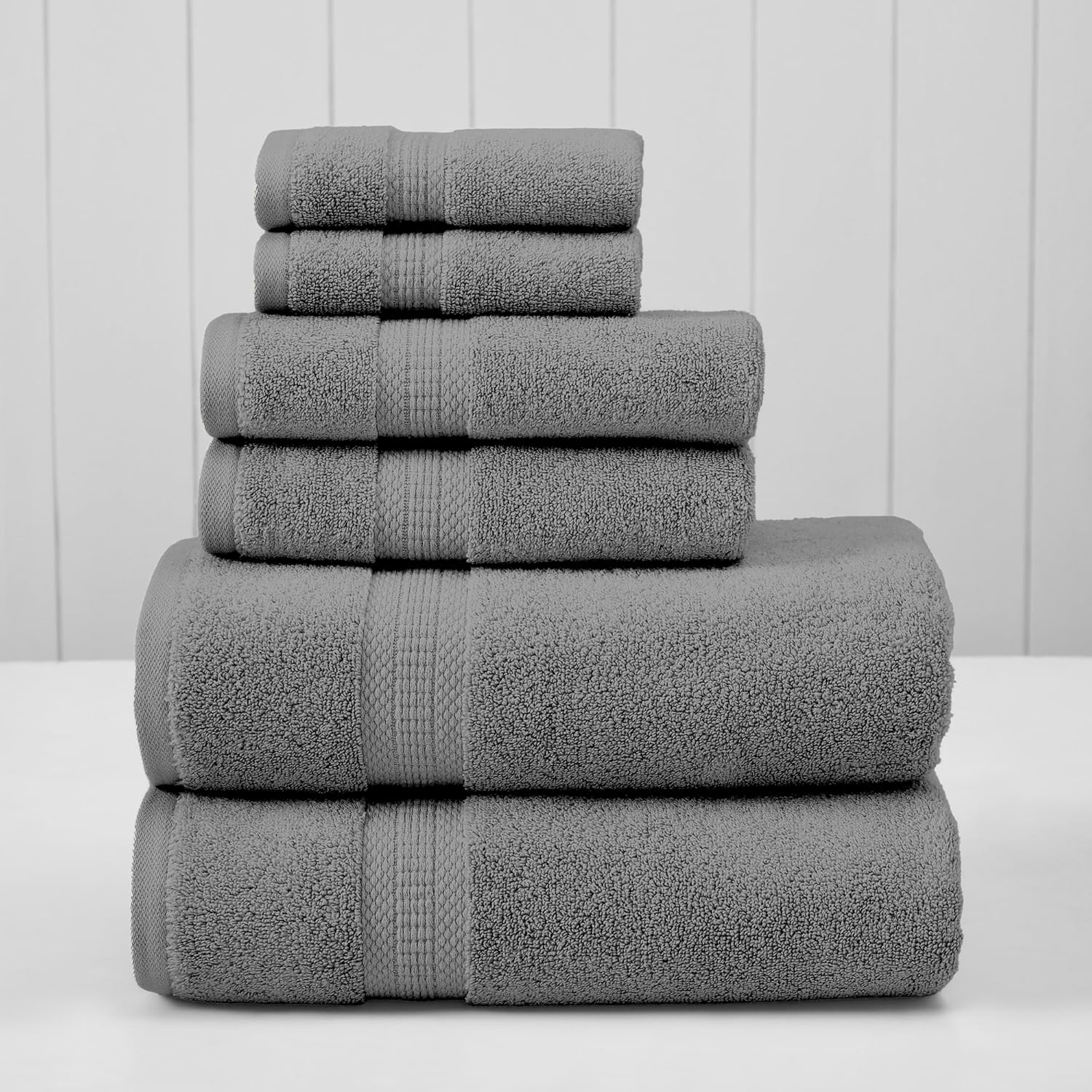 Modern Threads 6-Piece Bamboo Cotton Blend Towel Set - Gray