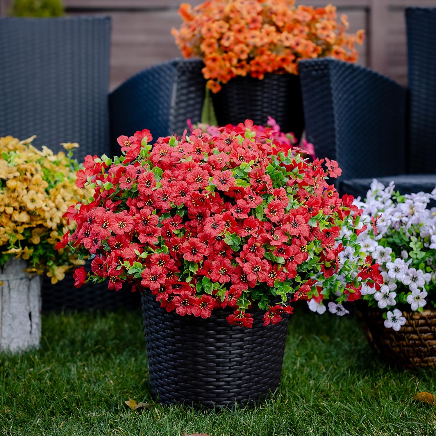 AXYLEX 16-Bundle Artificial Flowers for Outdoor Decor