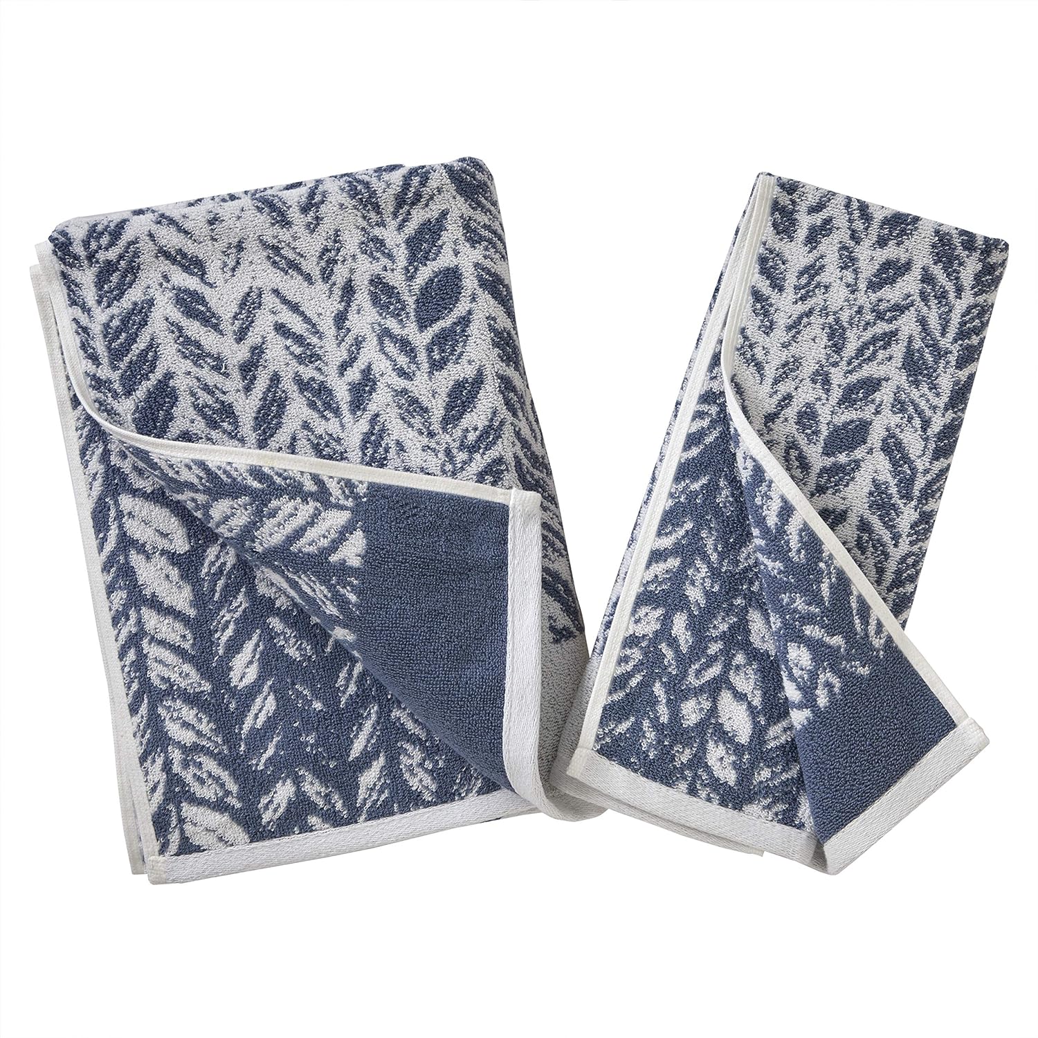 SKL Home Distressed Leaves Bath Towel Denim Blue 28x54