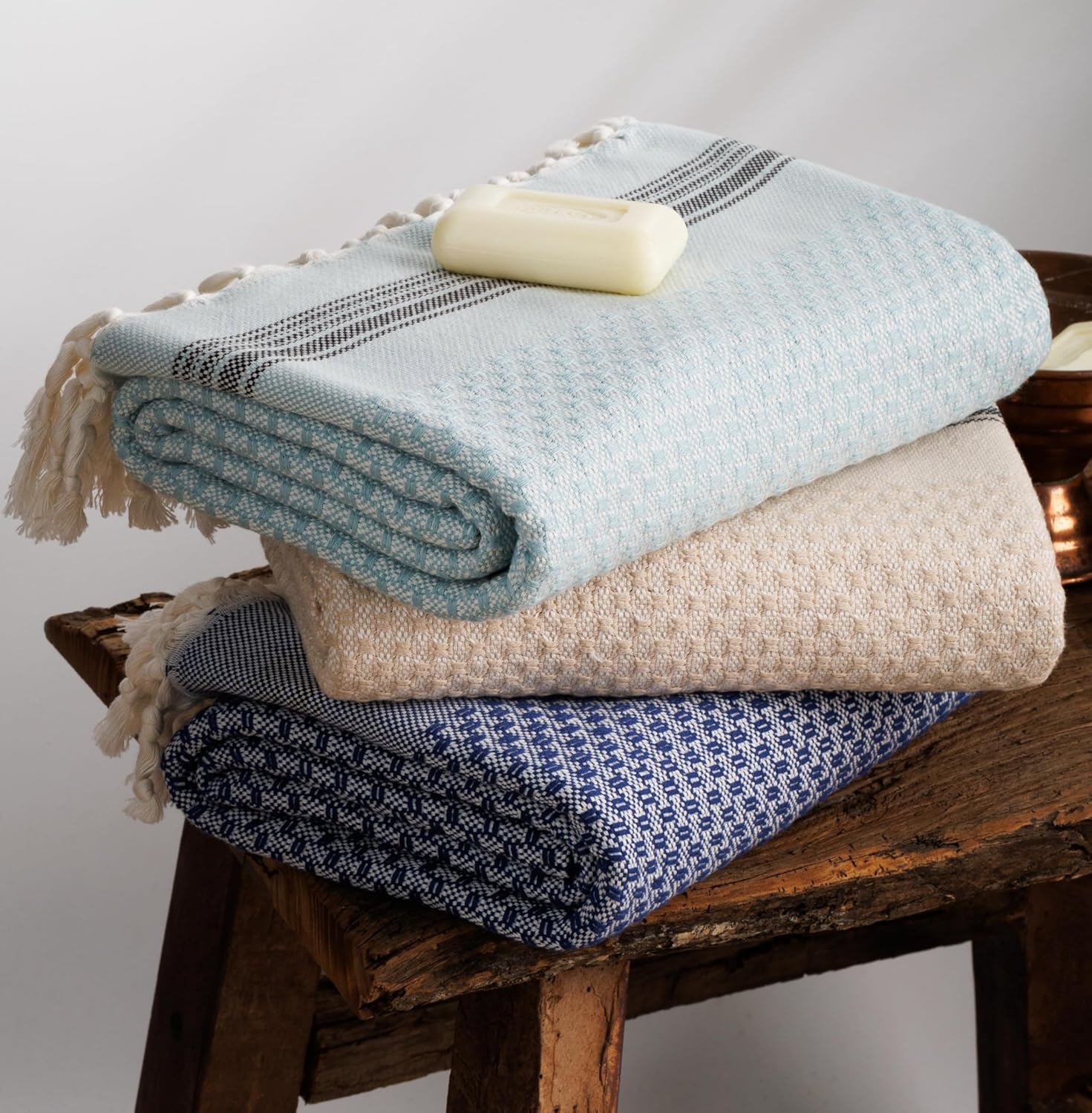 DEMMEX Micro Waffle Turkish Bath Towel - 70x40 Khaki 1