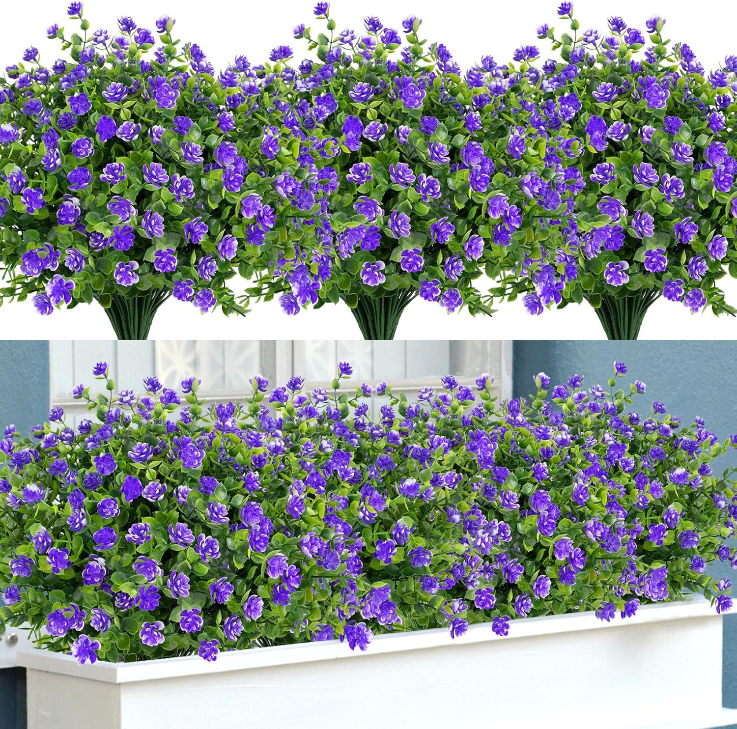 Bassion 20 Packs UV Resistant Artificial Eucalyptus Flowers