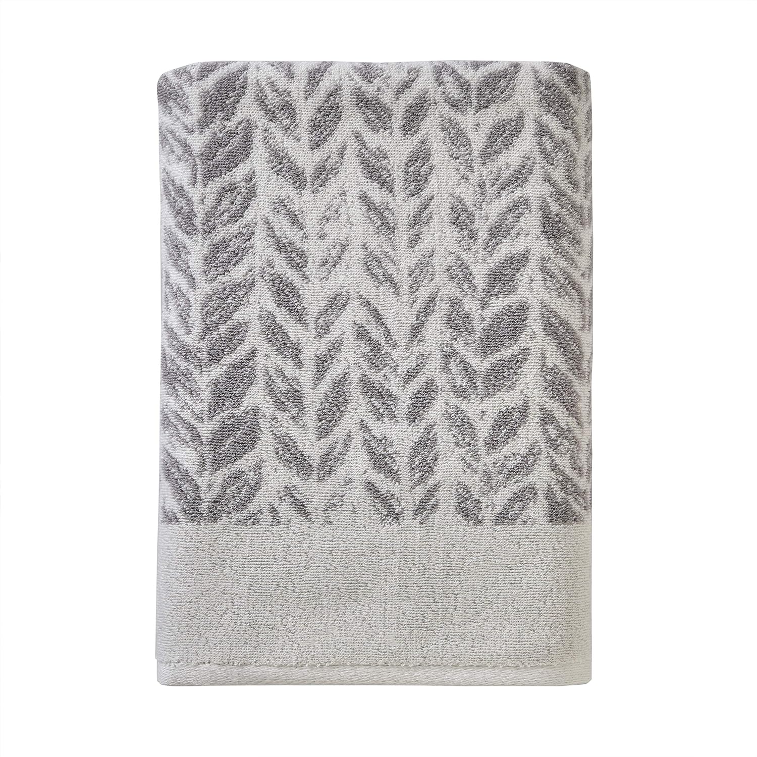 SKL Home Distressed Leaves Bath Towel Gray 28x54 1