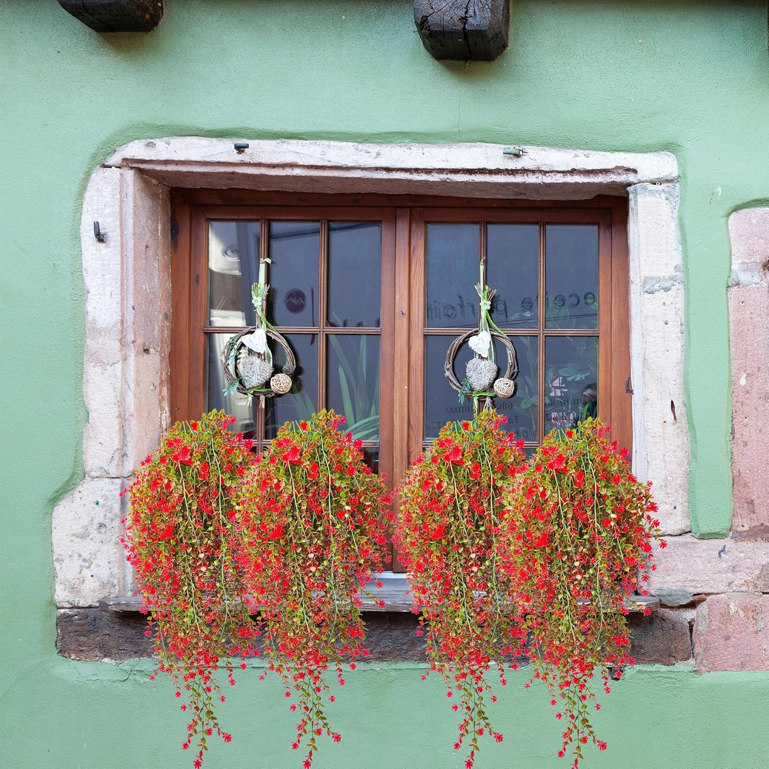 LEIISSURREE Artificial Hanging Plants Set 6 Pcs Red