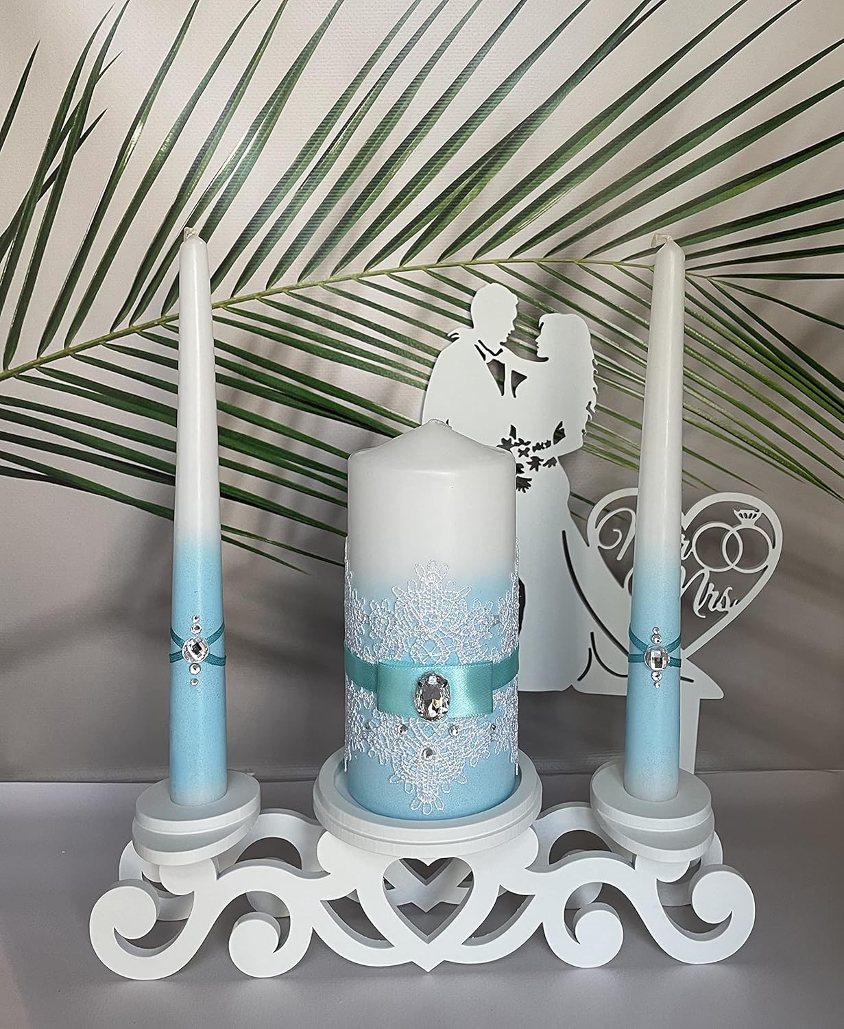 Unity Candle Set for Wedding - Turquoise