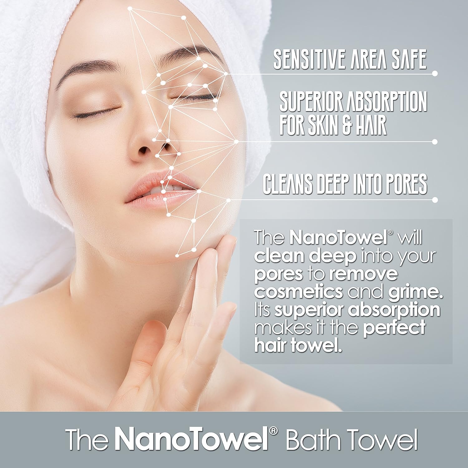 Life Miracle Nano Towels Body Bath Shower Towel - 20 x 40 Grey