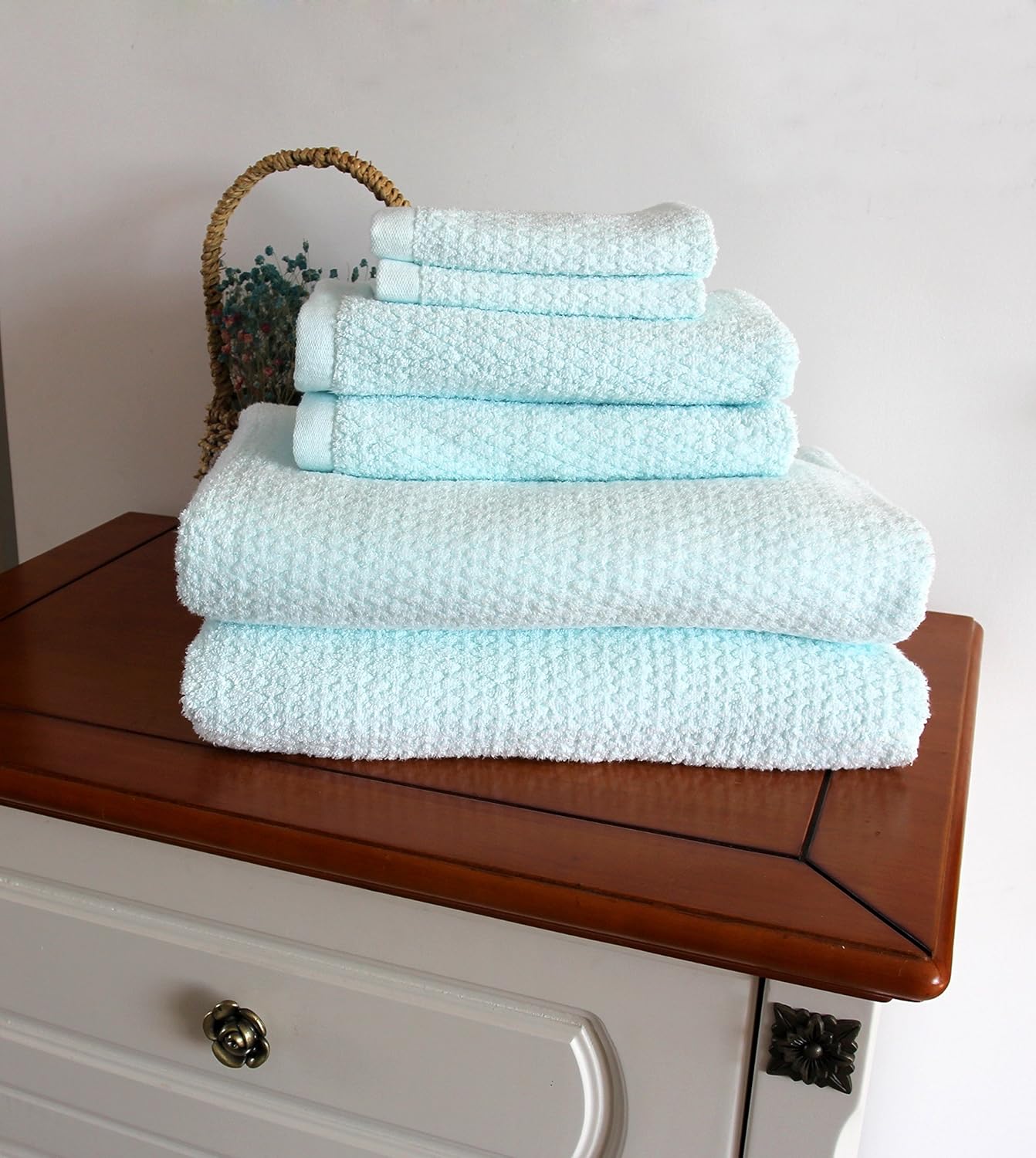 Diamond Jacquard 6-Piece Bath Towel Set Spearmint 1