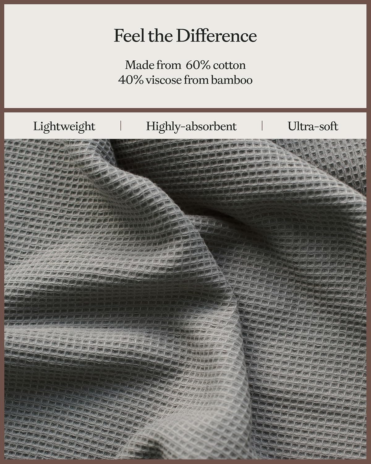 Cozy Earth Waffle Bath Towels 2 Pack - Soft Absorbent Stylish