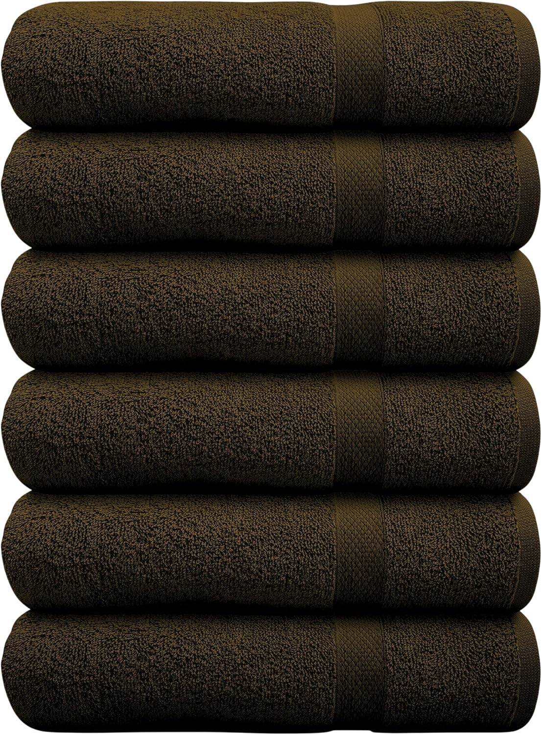 ARC HOME 100 Cotton Bath Towels Pack of 6 Brown