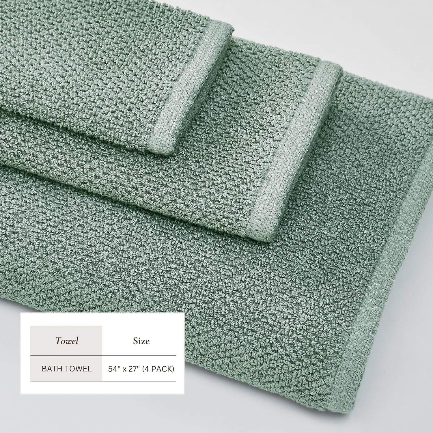 Great Bay Home Green Bath Towels 4 Pack
