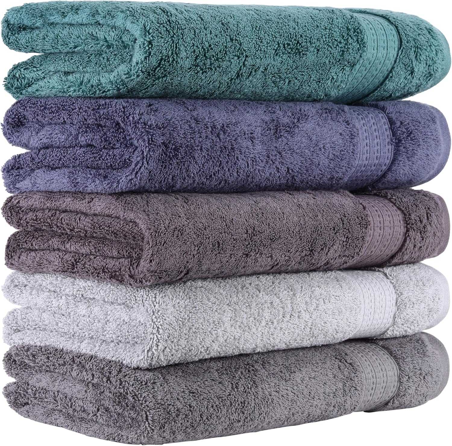 Organix Luxury 5 Pack Bath Towels - 30x60 Inches 100 Cotton