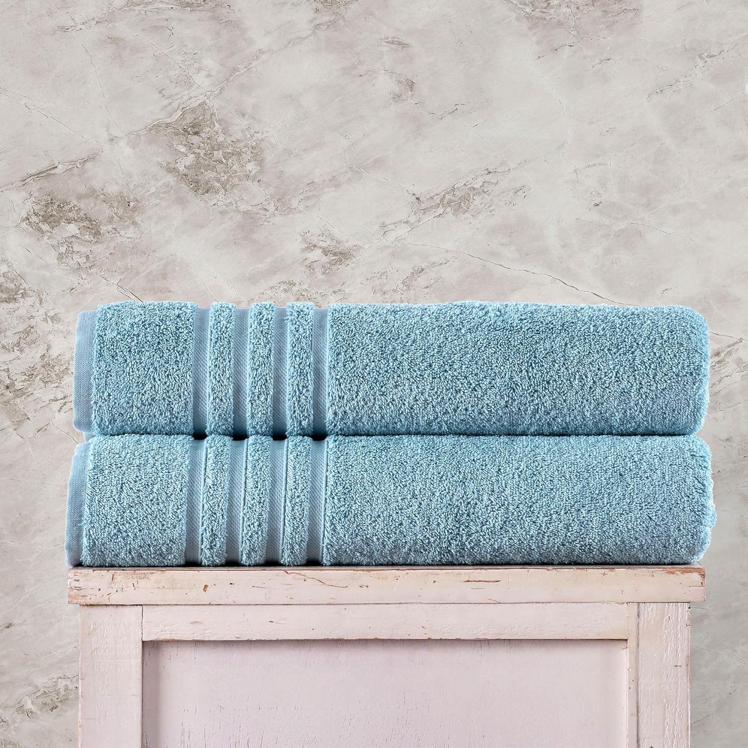 Hawmam Linen Jumbo Bath Towels 2 Pack Light Blue
