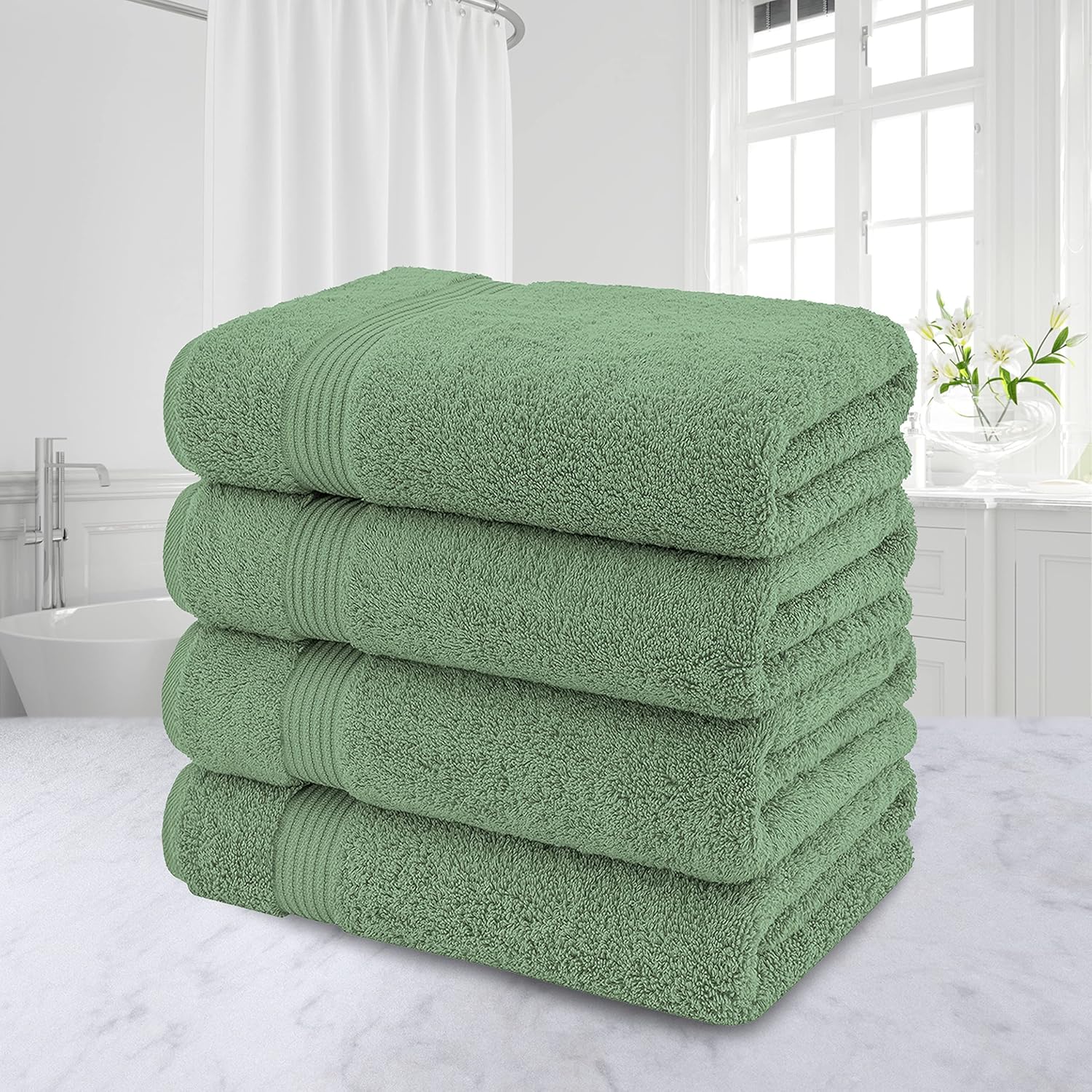 American Veteran 100 Cotton Turkish Bath Towel Set 4 Pack