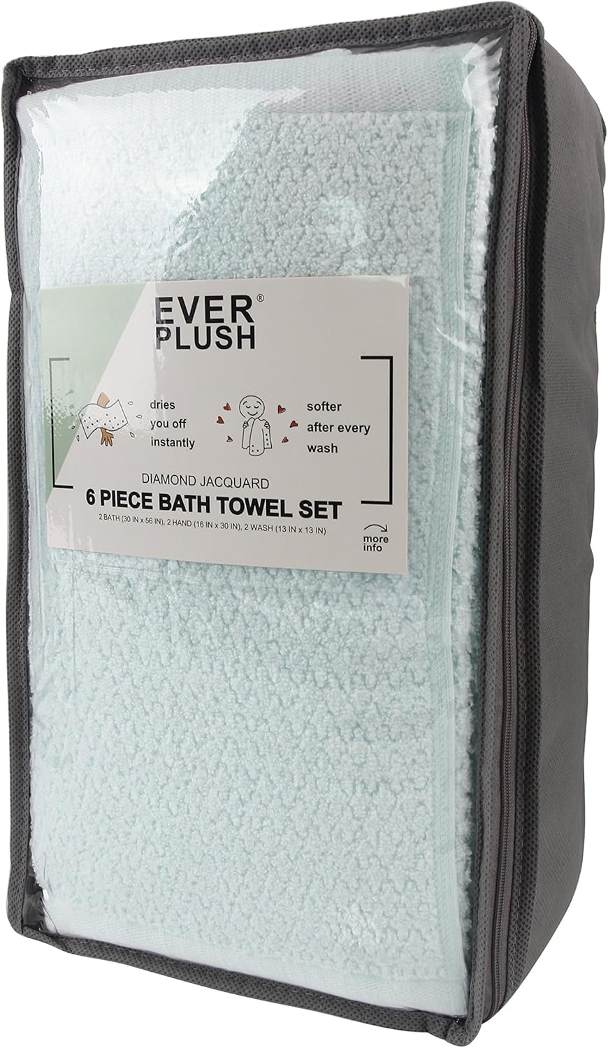Diamond Jacquard 6-Piece Bath Towel Set Spearmint 1