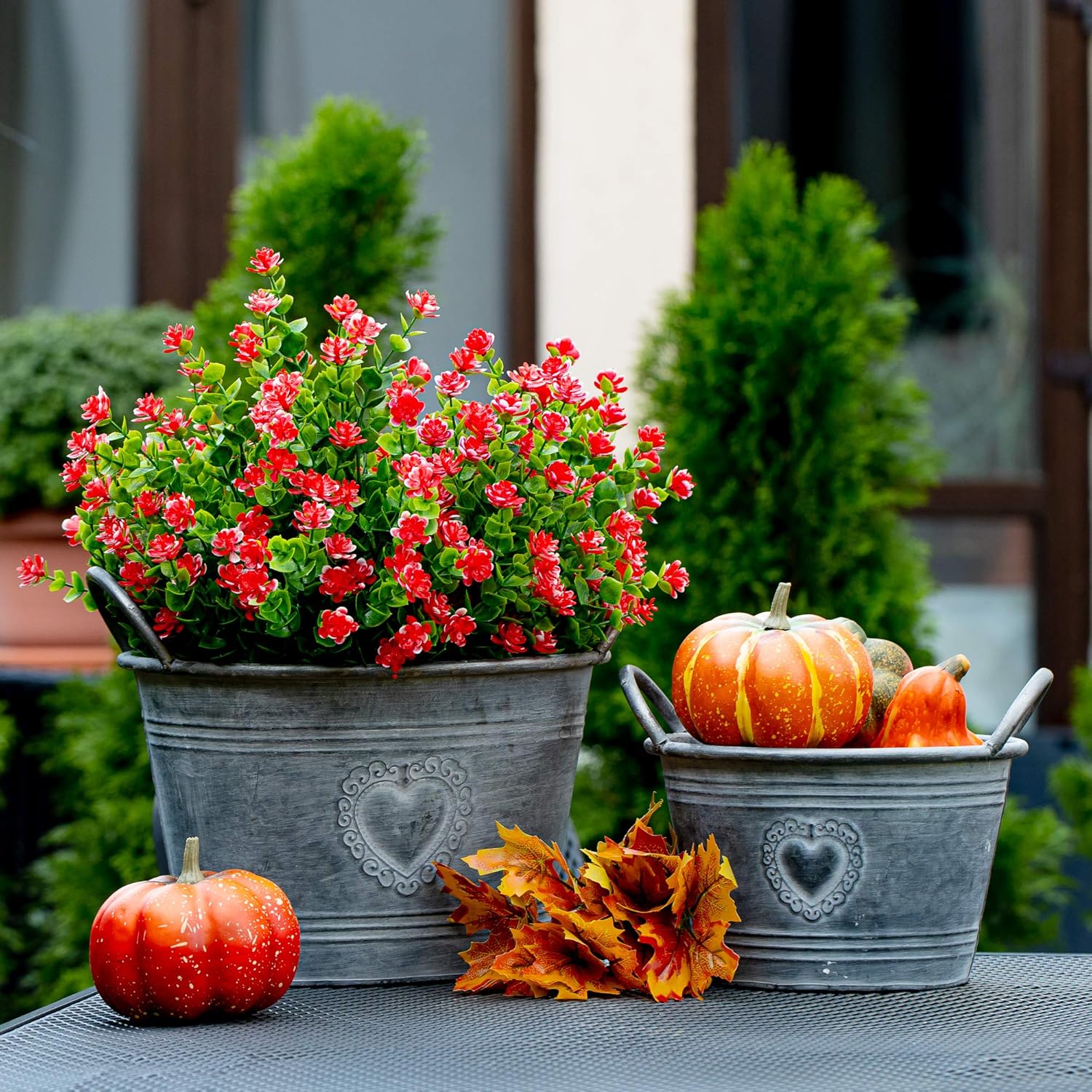 AXYLEX Artificial Flowers Outdoor Red 12 PCS Set