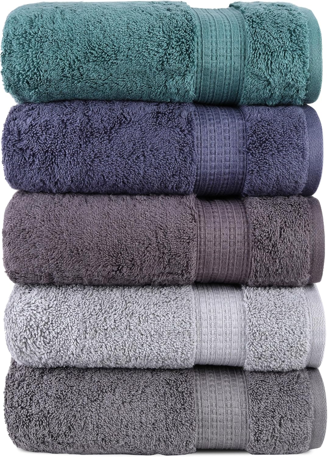 Organix Luxury 5 Pack Bath Towels - 30x60 Inches 100 Cotton