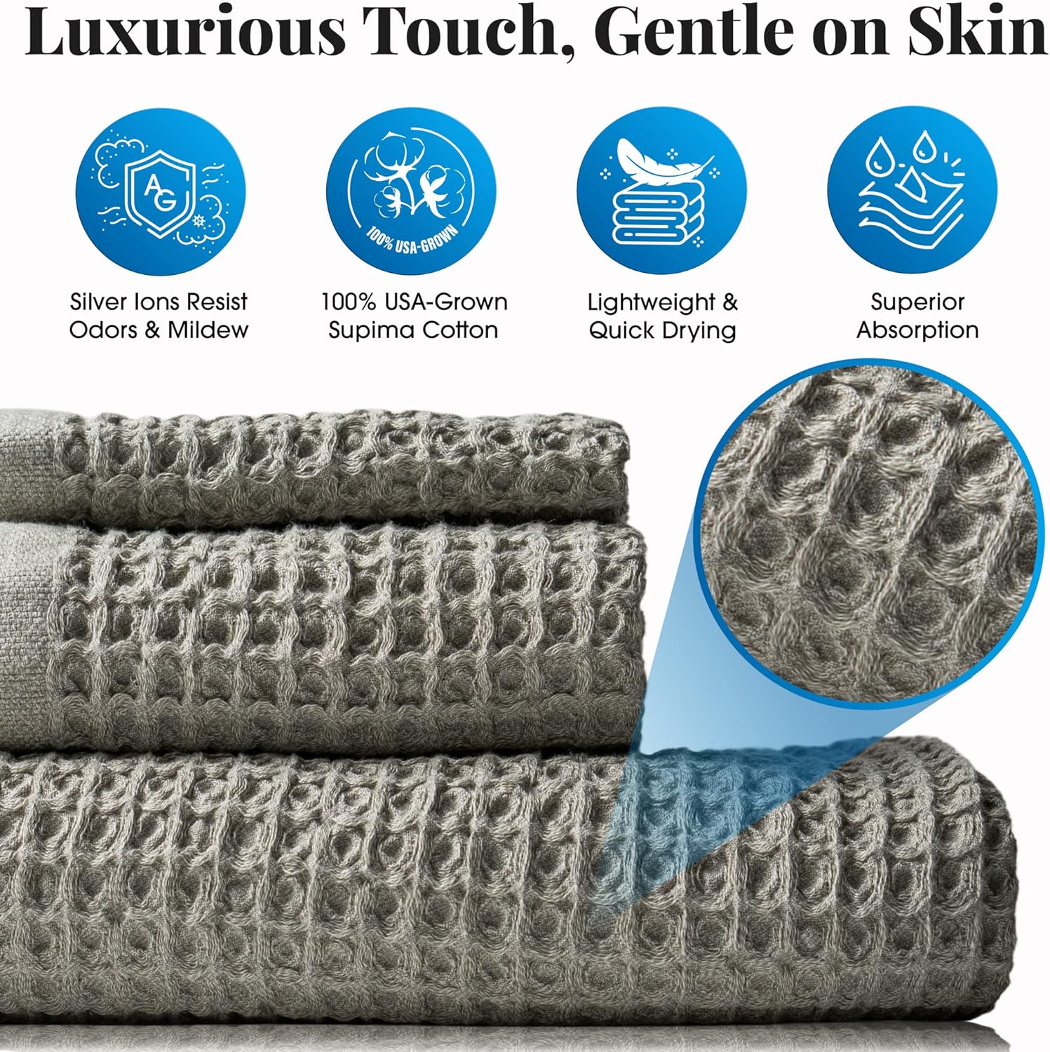 Ravel Silver Infused Waffle Towel - Bath Dune Brown