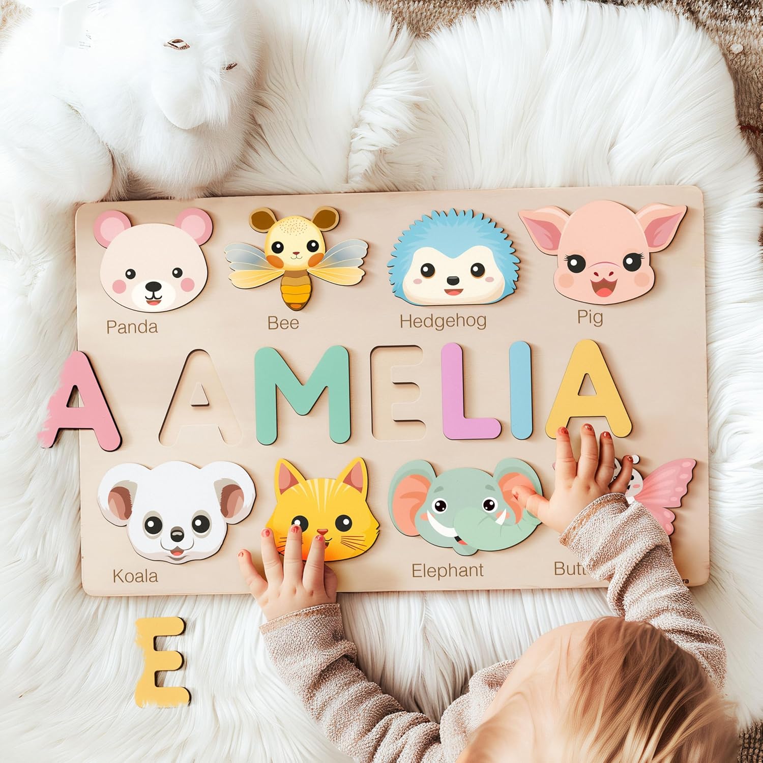 Nevandora Personalized Wooden Name Puzzle for Toddlers