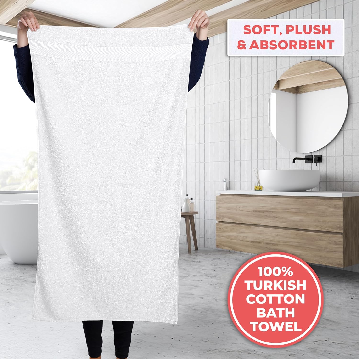 TEXTILOM 100 Turkish Cotton Bath Towel Set 2 Pcs