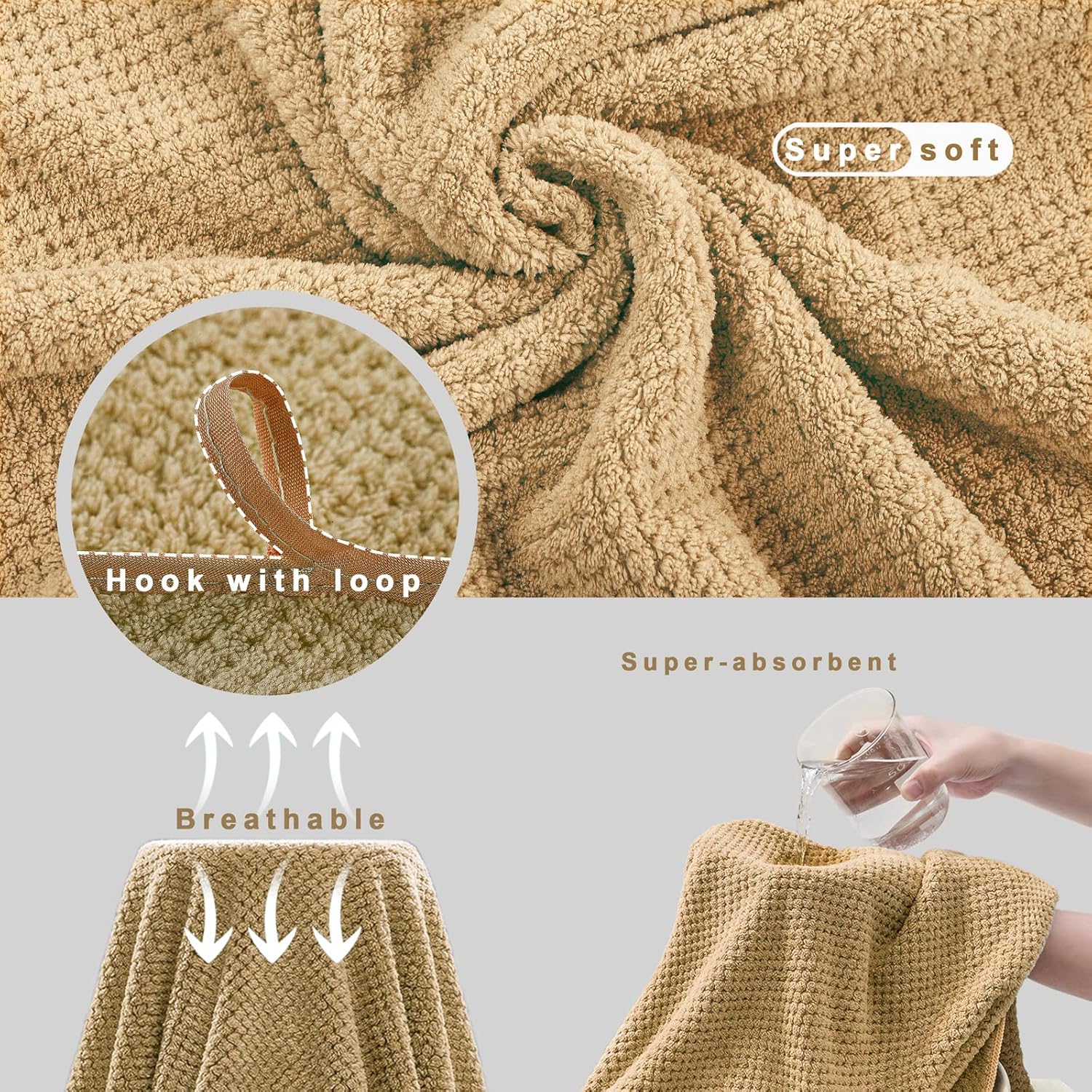OLESTER Microfiber Bath Towel Set Brown 2 Pack 1