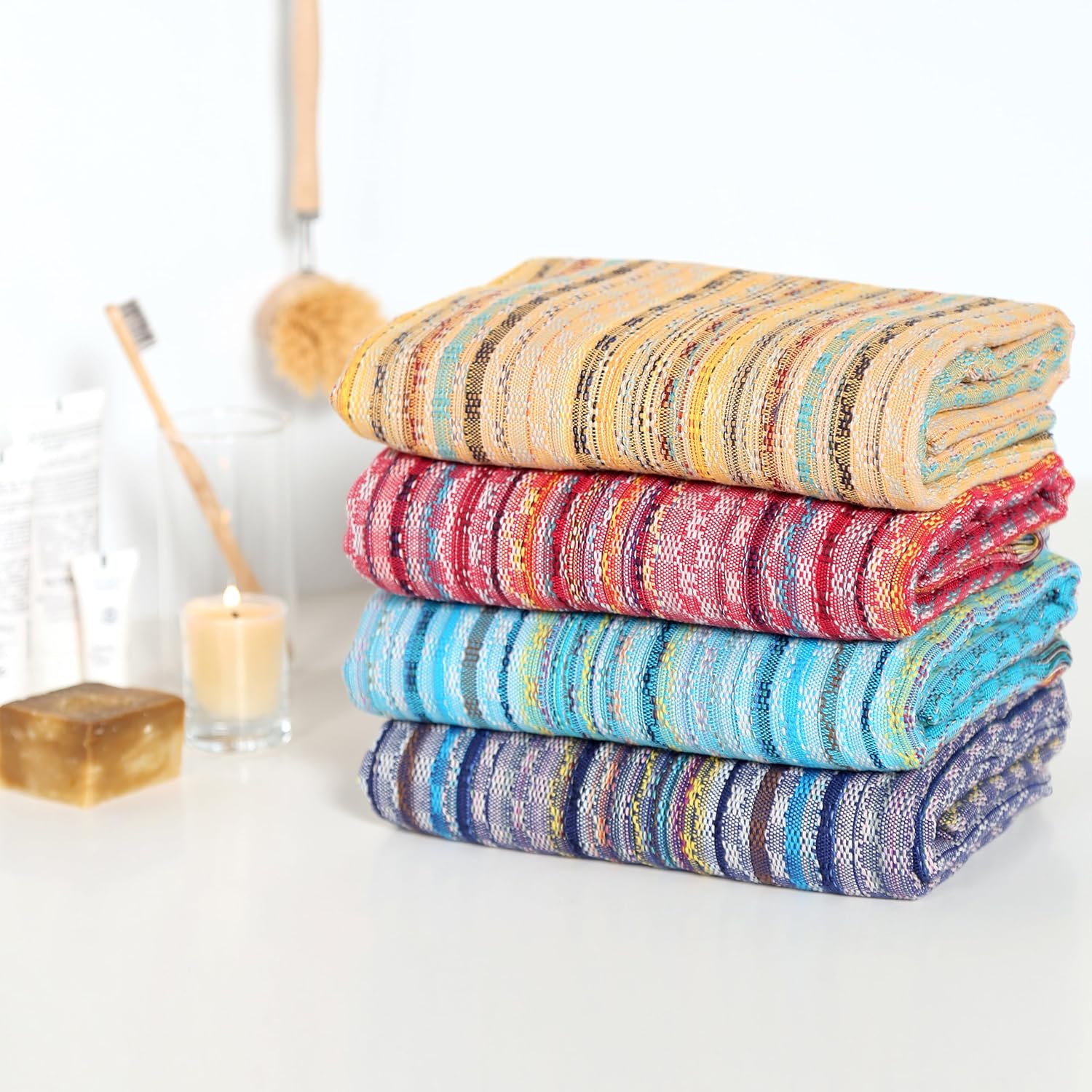 CACALA Extra Large Turkish Bath Towels Set of 4 100 Cotton