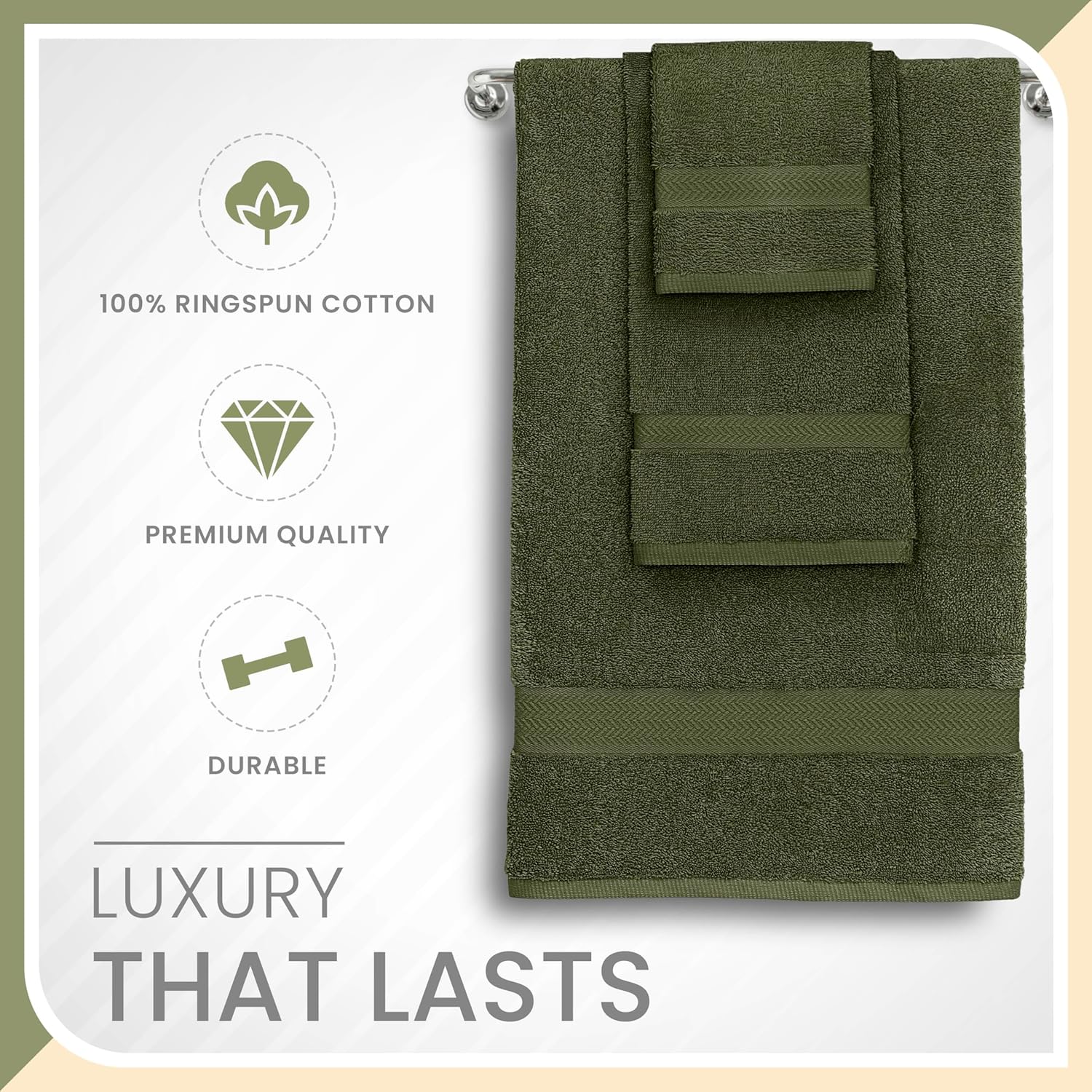 Martex 6-Piece Dark Green Cotton Towel Set