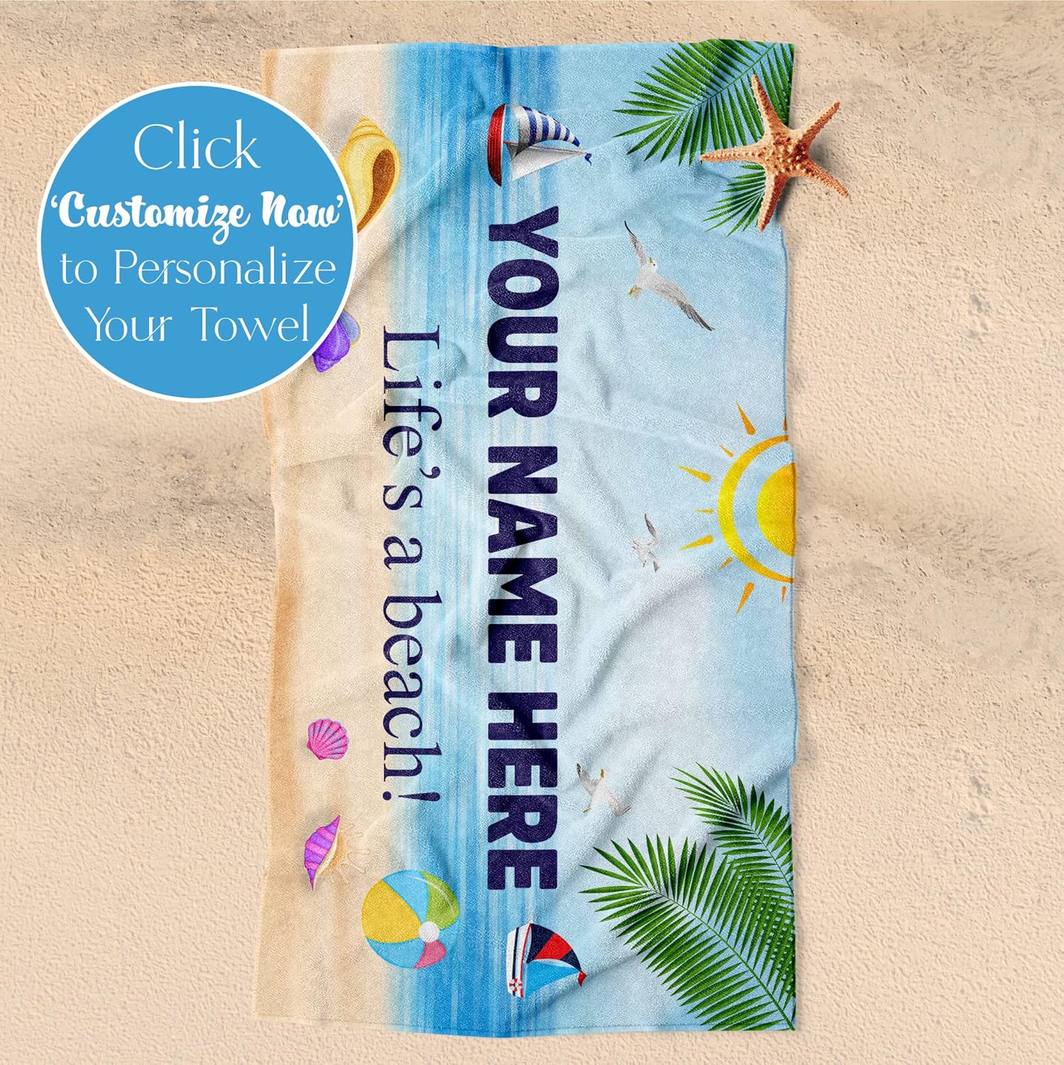 Personalized Microfiber Beach Towel with State License Plate and Custom Name
