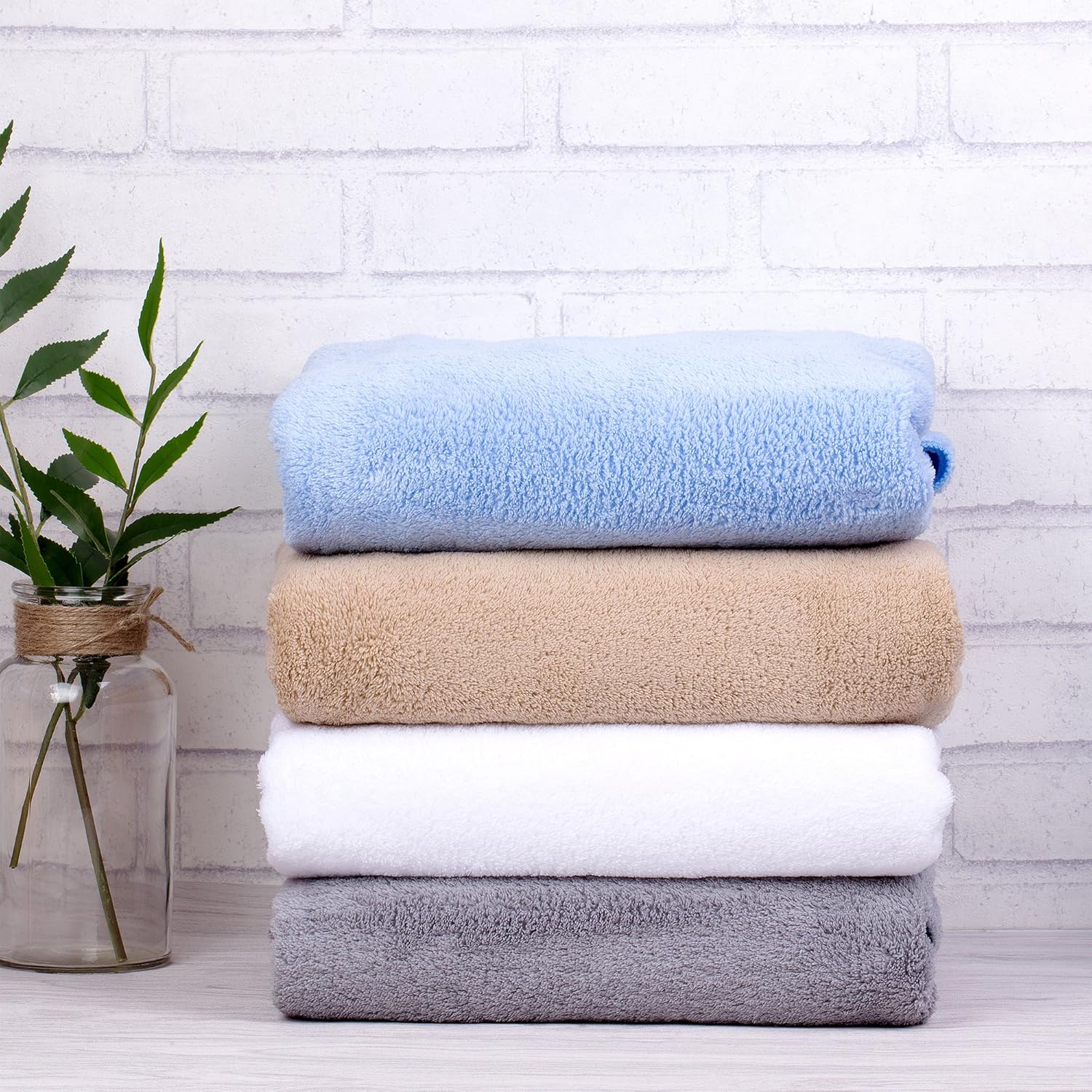 JML Large Bath Towels 2 Pack 30x60 White Fleece