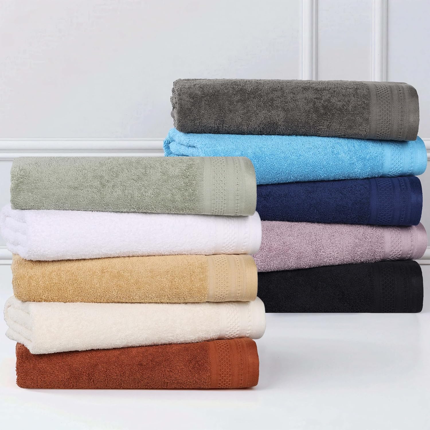 Superior Gunmetal Cotton Towel Set 12 Piece Quick Dry Bath Towels
