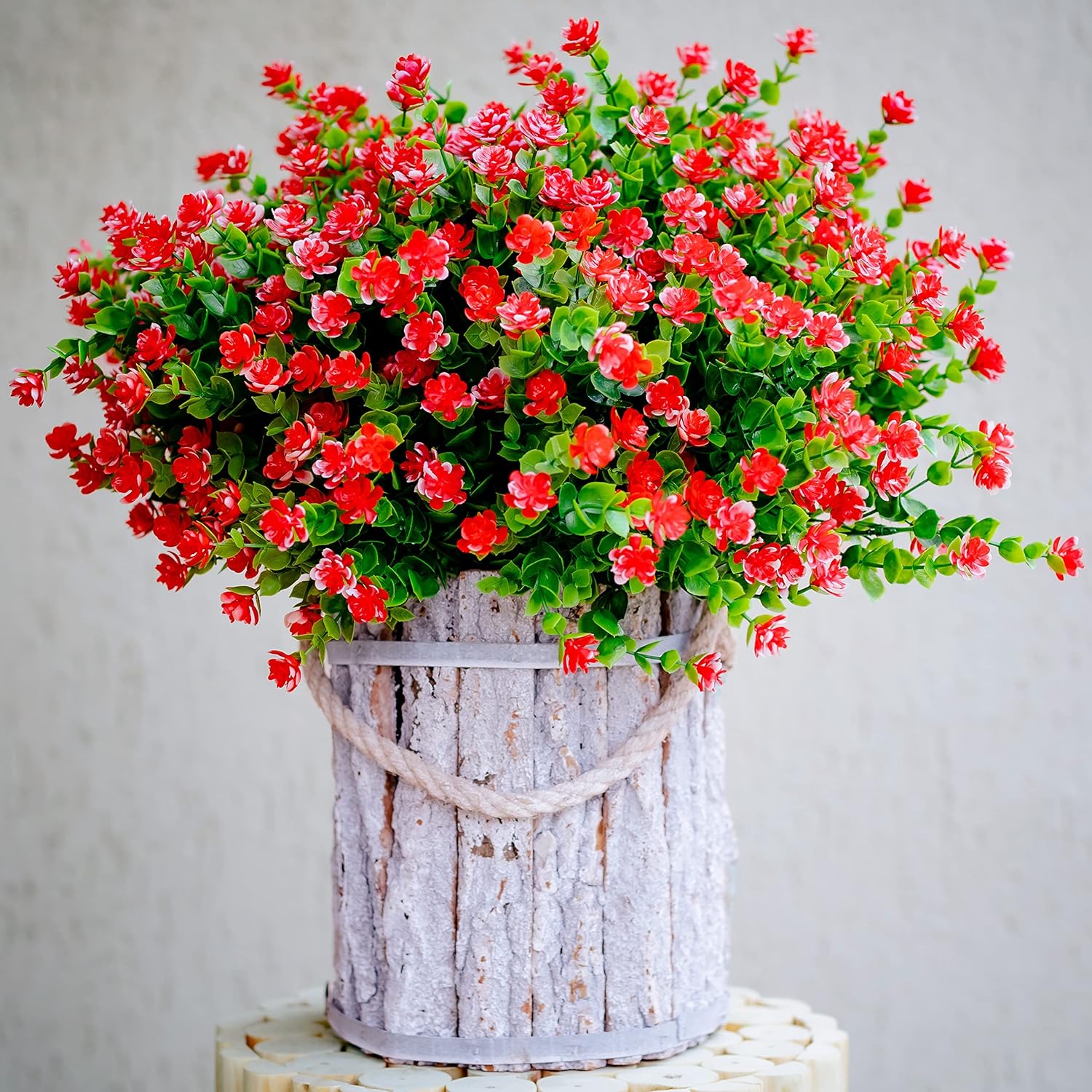 AXYLEX Artificial Flowers Outdoor Red 12 PCS Set