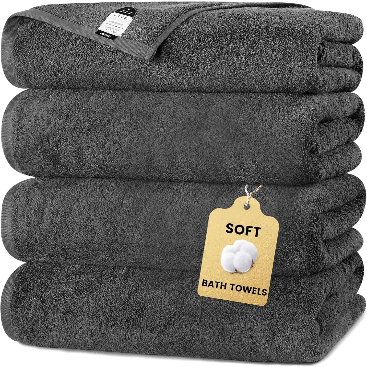 SEMAXE 4-Pack Luxury Bath Towels 55x27 Grey 1
