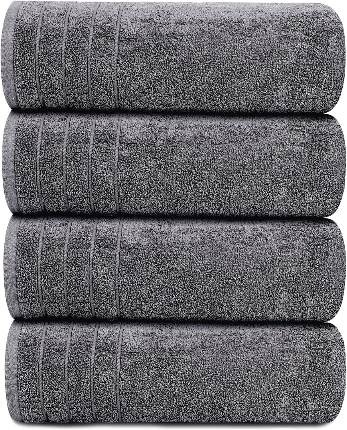 UrbAmerican Extra Large Bath Towels Pack of 4 - 30x60in 100 Cotton Grey