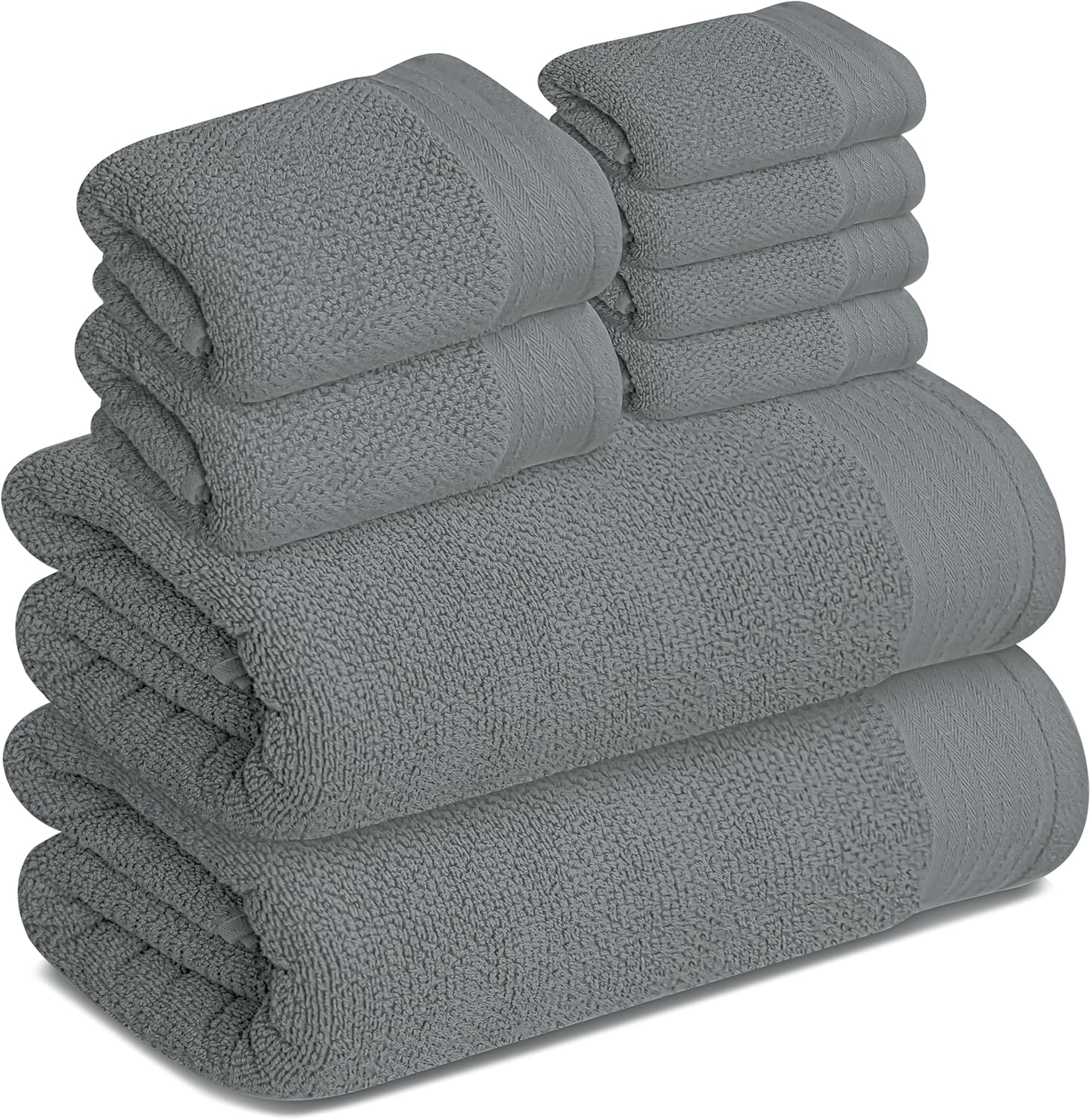 Tens Towels Pack of 8 Steel Grey Luxury Towel Set