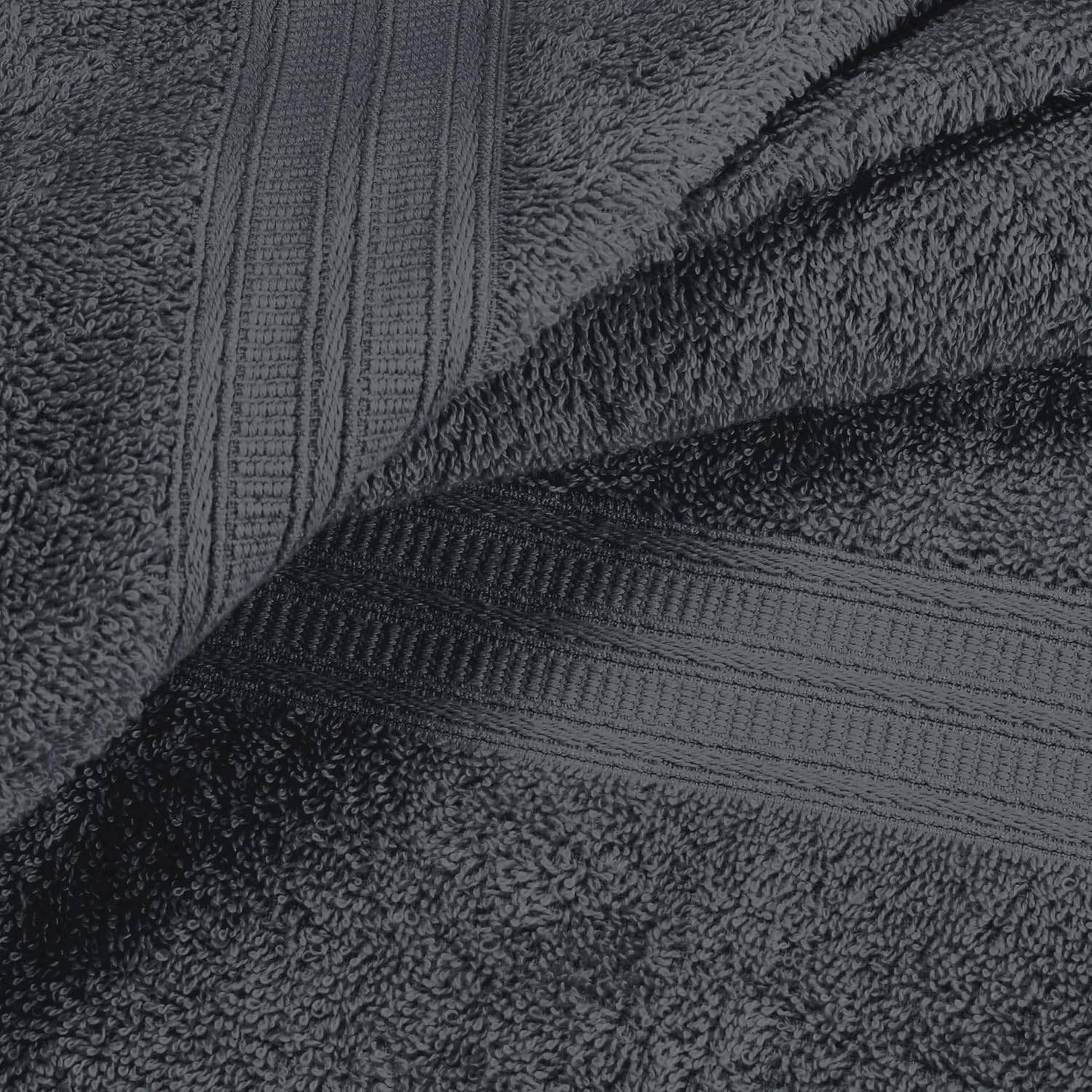 BOUTIQUO 2 Pack Oversized Cotton Bath Towels - Charcoal Grey