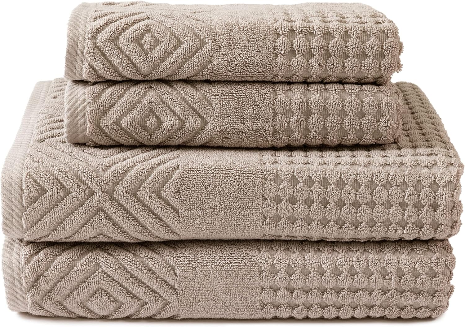 TexereSilk Organic Cotton Diamond Jacquard Towel Set - 700 GSM Ultra Soft Luxury