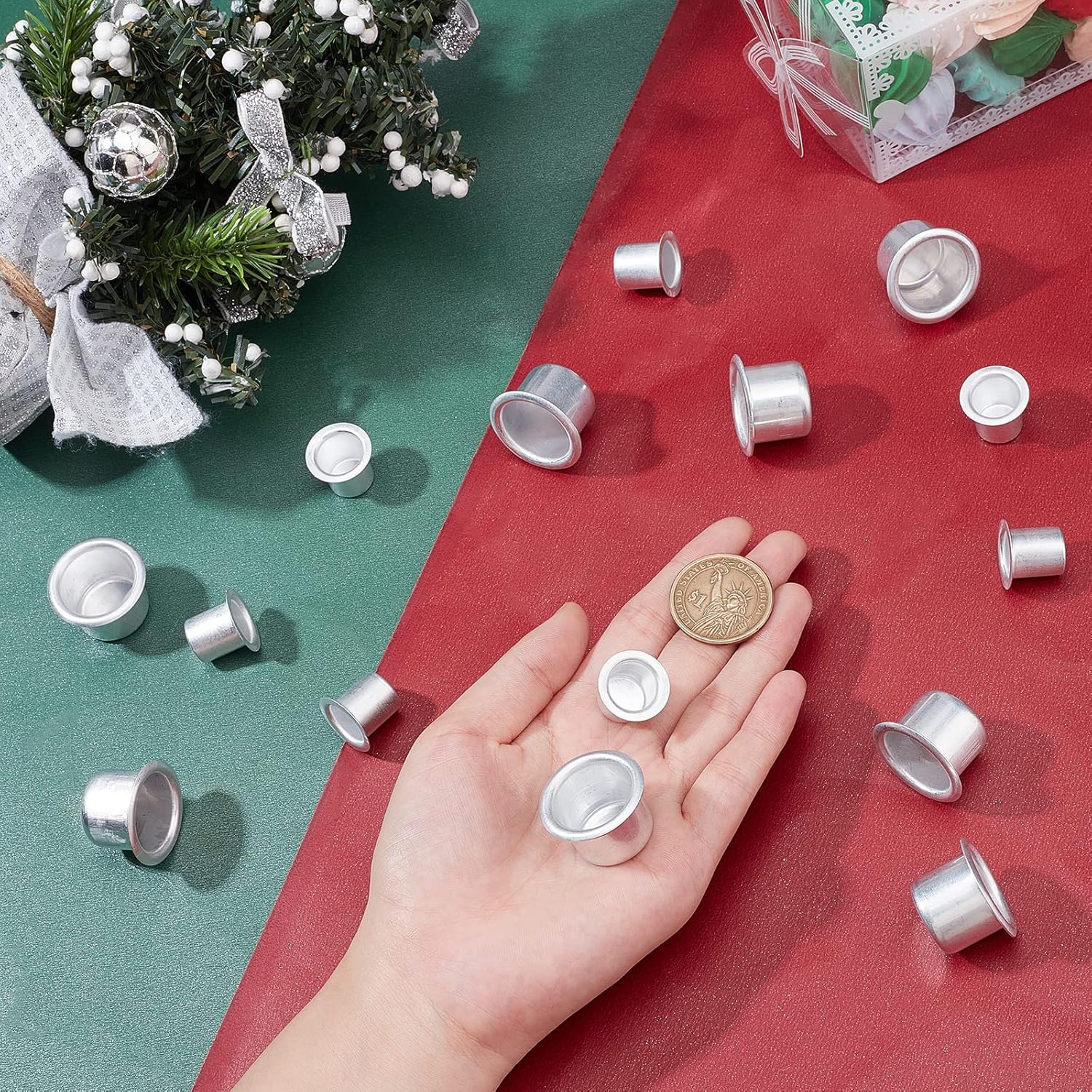 PH PandaHall 40pcs Mini Metal Candle Inserts Holders