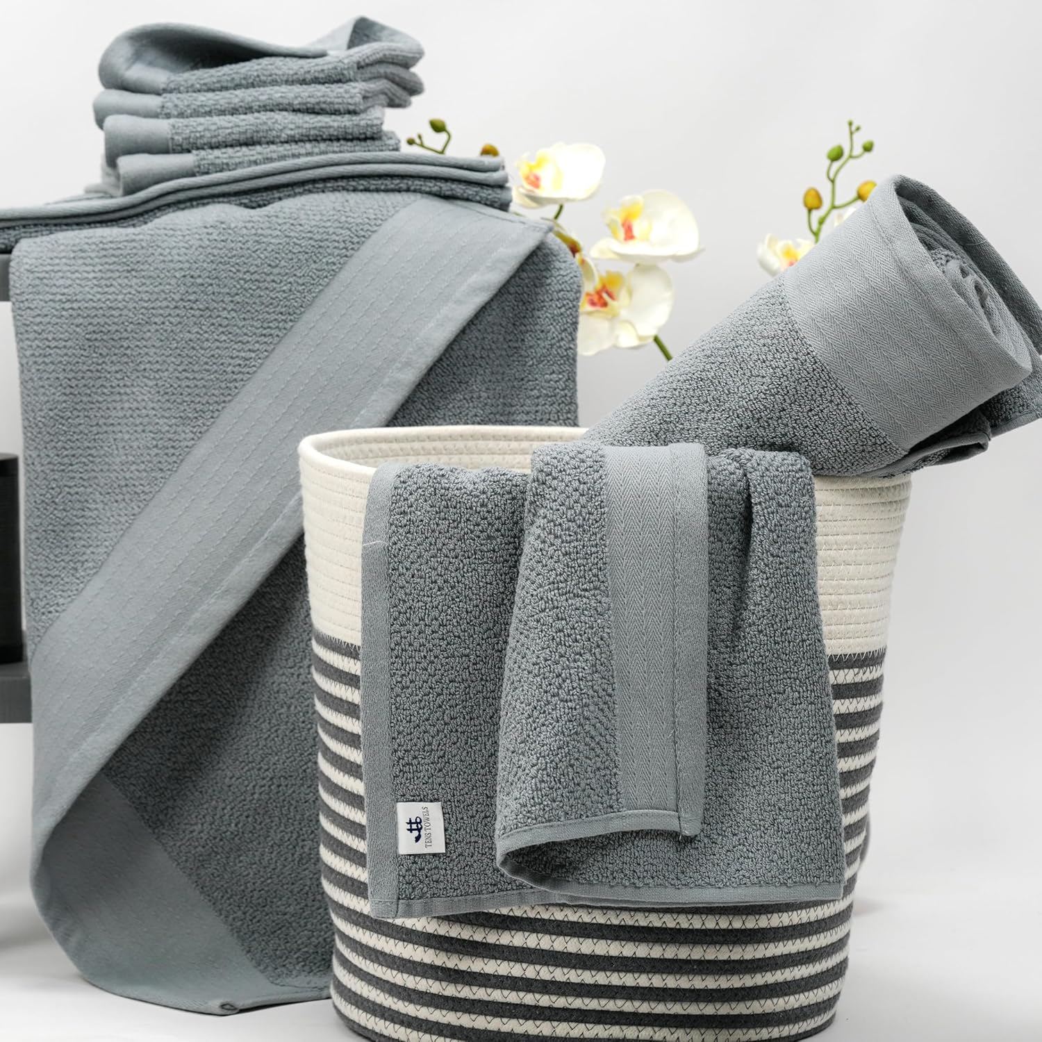 Tens Towels Pack of 8 Steel Grey Luxury Towel Set