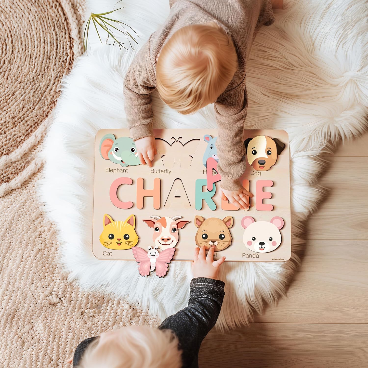 Personalized Wooden Name Puzzle for Baby Handmade and Safe
