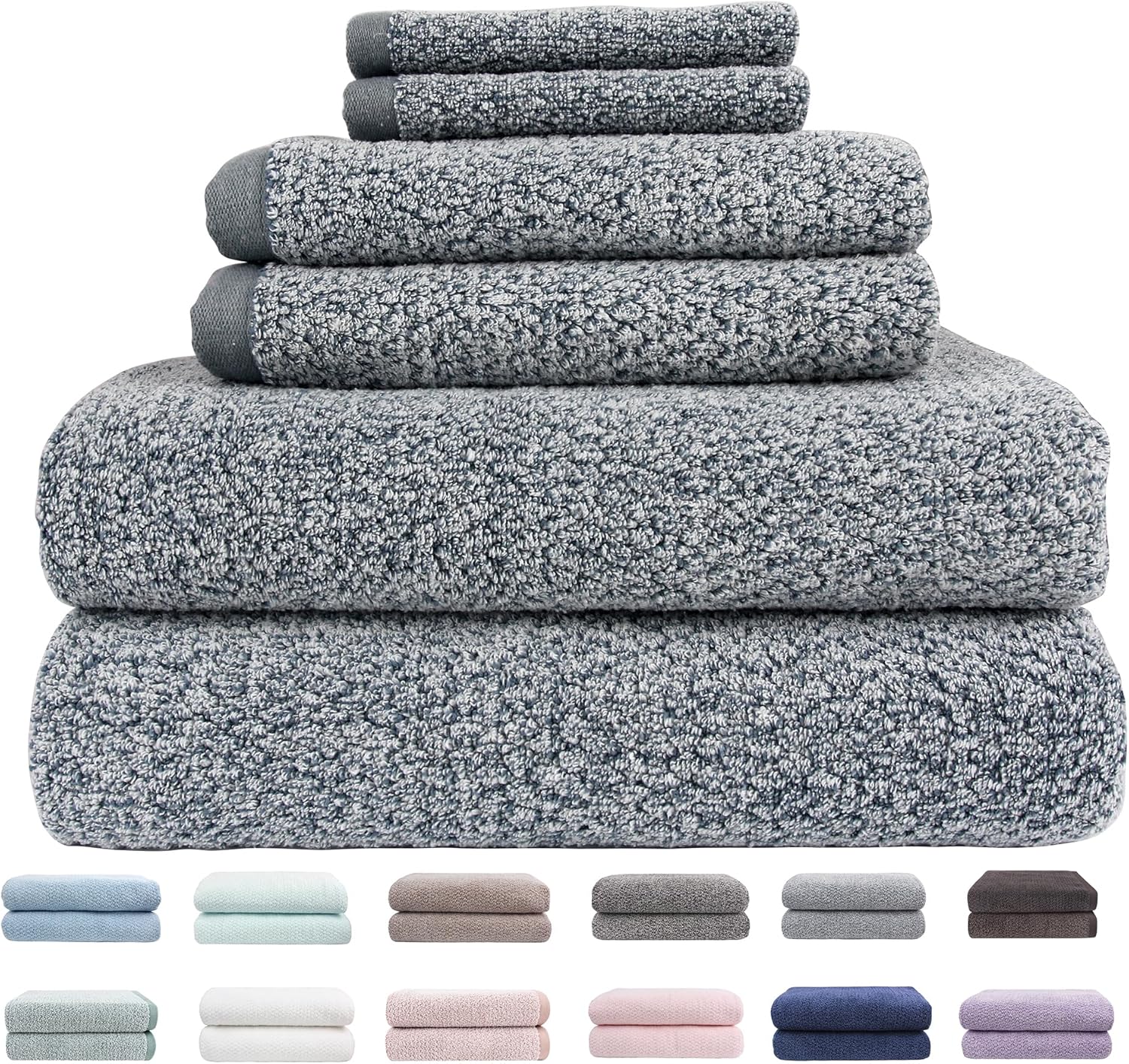 Everplush Diamond Jacquard 6-Piece Bath Towel Set 1